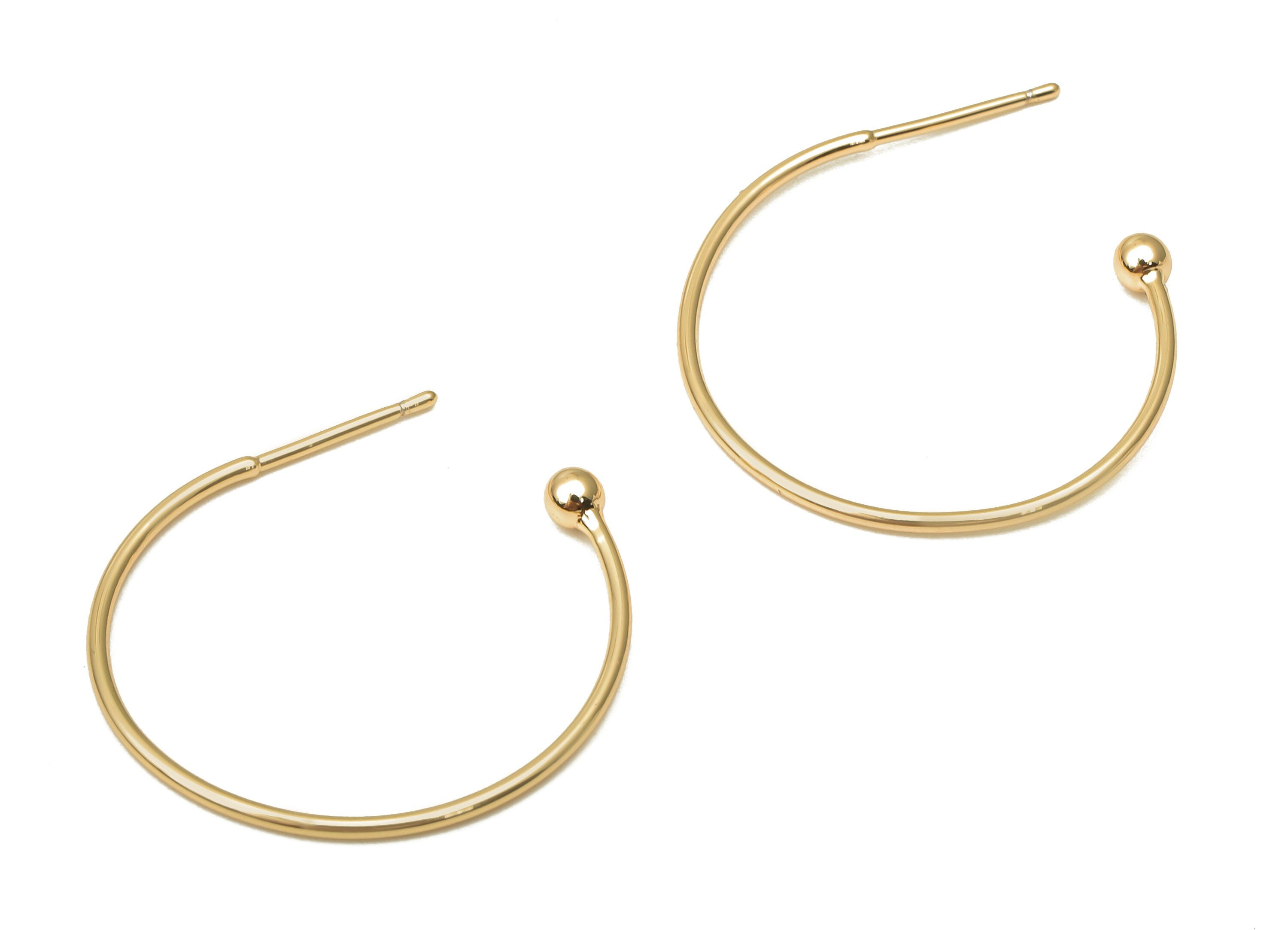 Brass Open Circle Earrings Studs - Brass Ring Earring Post - Open Hoop Earring Wire - 18K Real Gold Plated Brass - 25.7x22.1x1.1mm - RGP5085 - DOMEDBAZAAR