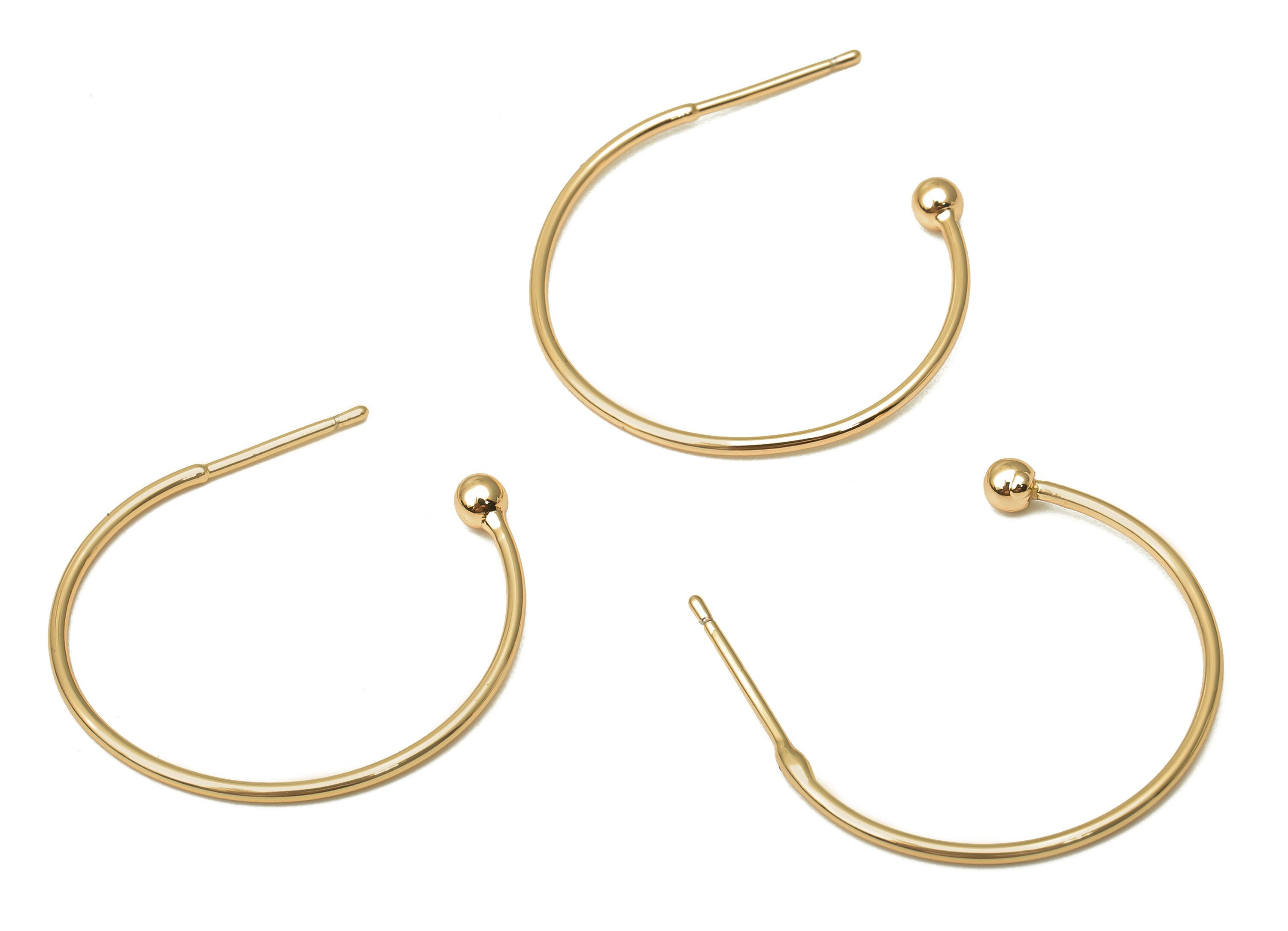 Brass Open Circle Earrings Studs - Brass Ring Earring Post - Open Hoop Earring Wire - 18K Real Gold Plated Brass - 25.7x22.1x1.1mm - RGP5085 - DOMEDBAZAAR