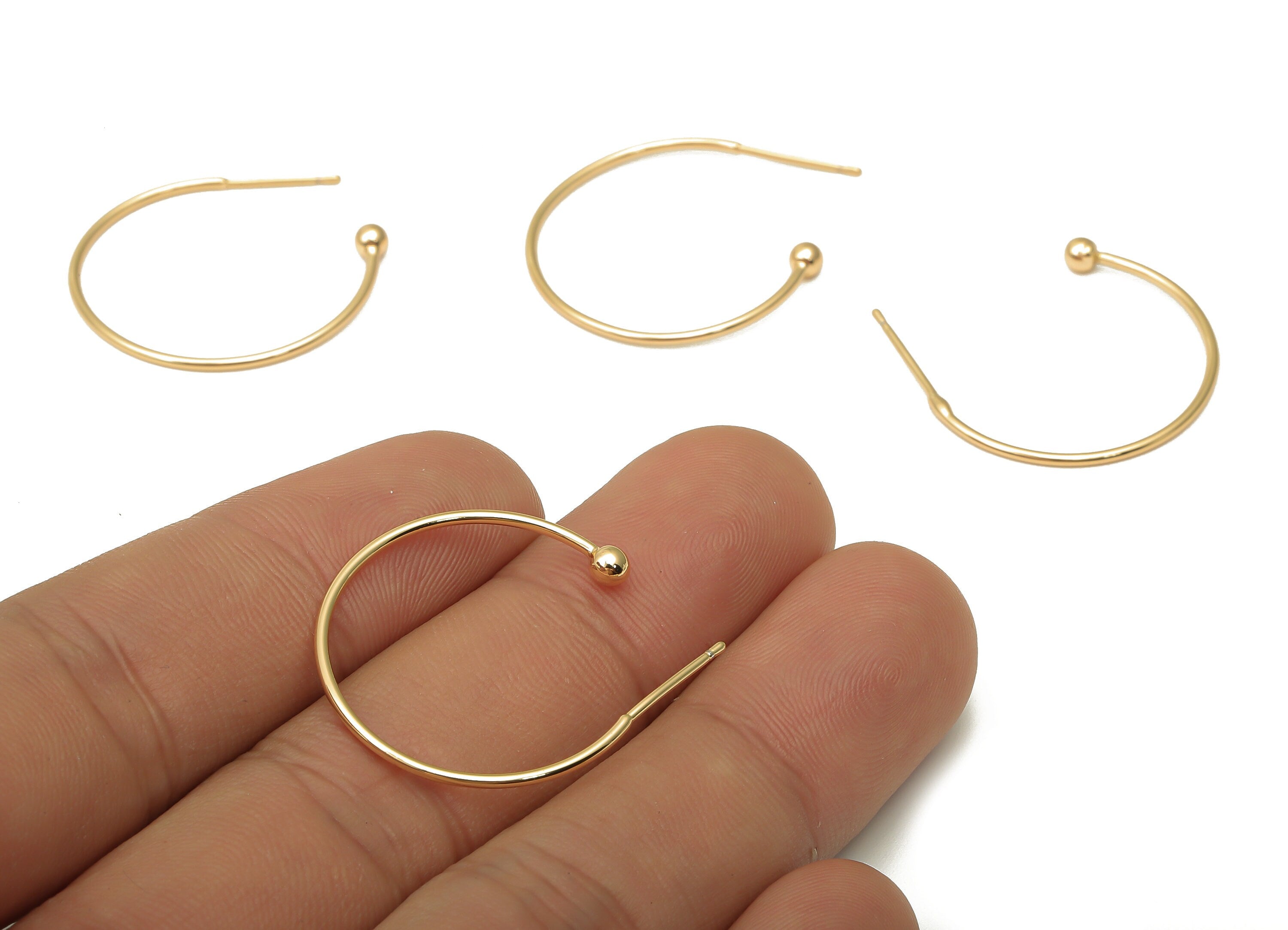 Brass Open Circle Earrings Studs - Brass Ring Earring Post - Open Hoop Earring Wire - 18K Real Gold Plated Brass - 25.7x22.1x1.1mm - RGP5085 - DOMEDBAZAAR