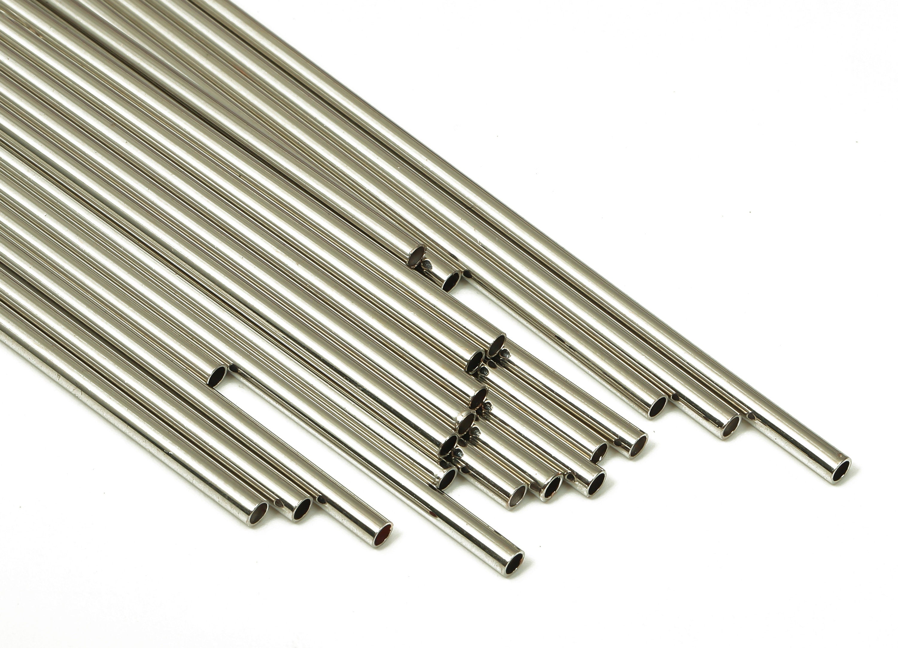 Silver Tone Himmeli Tubes - Brass Round Himmeli DIY Tube Beads - Circle Pipes for Geometric - For Air Plants - 2x0.2x60mm- PP4568S-60 - DOMEDBAZAAR