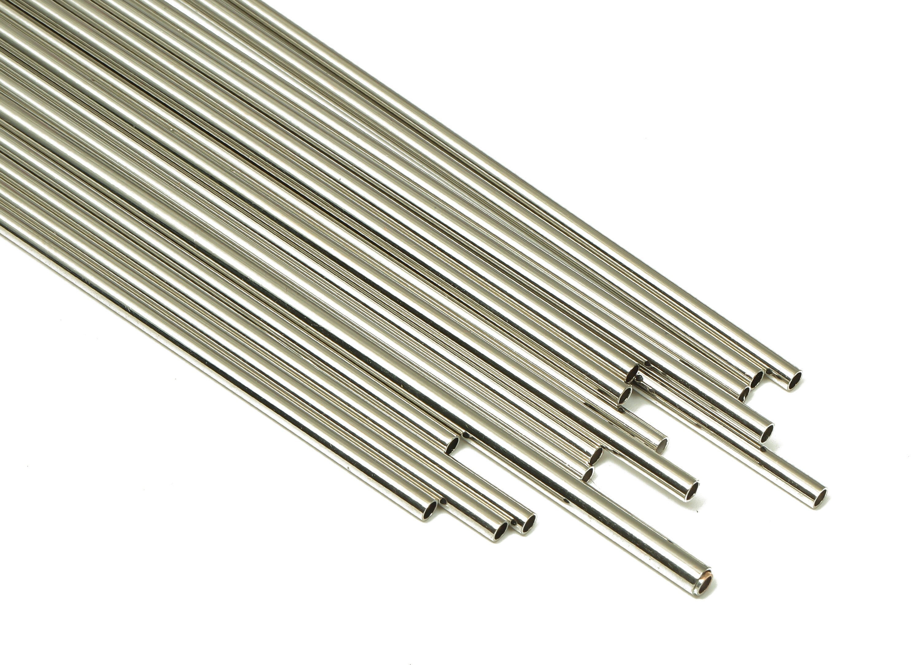 Silver Tone Himmeli Tubes - Brass Round Himmeli DIY Tube Beads - Circle Pipes for Geometric - For Air Plants - 2x0.2x80mm- PP4568S-80 - DOMEDBAZAAR
