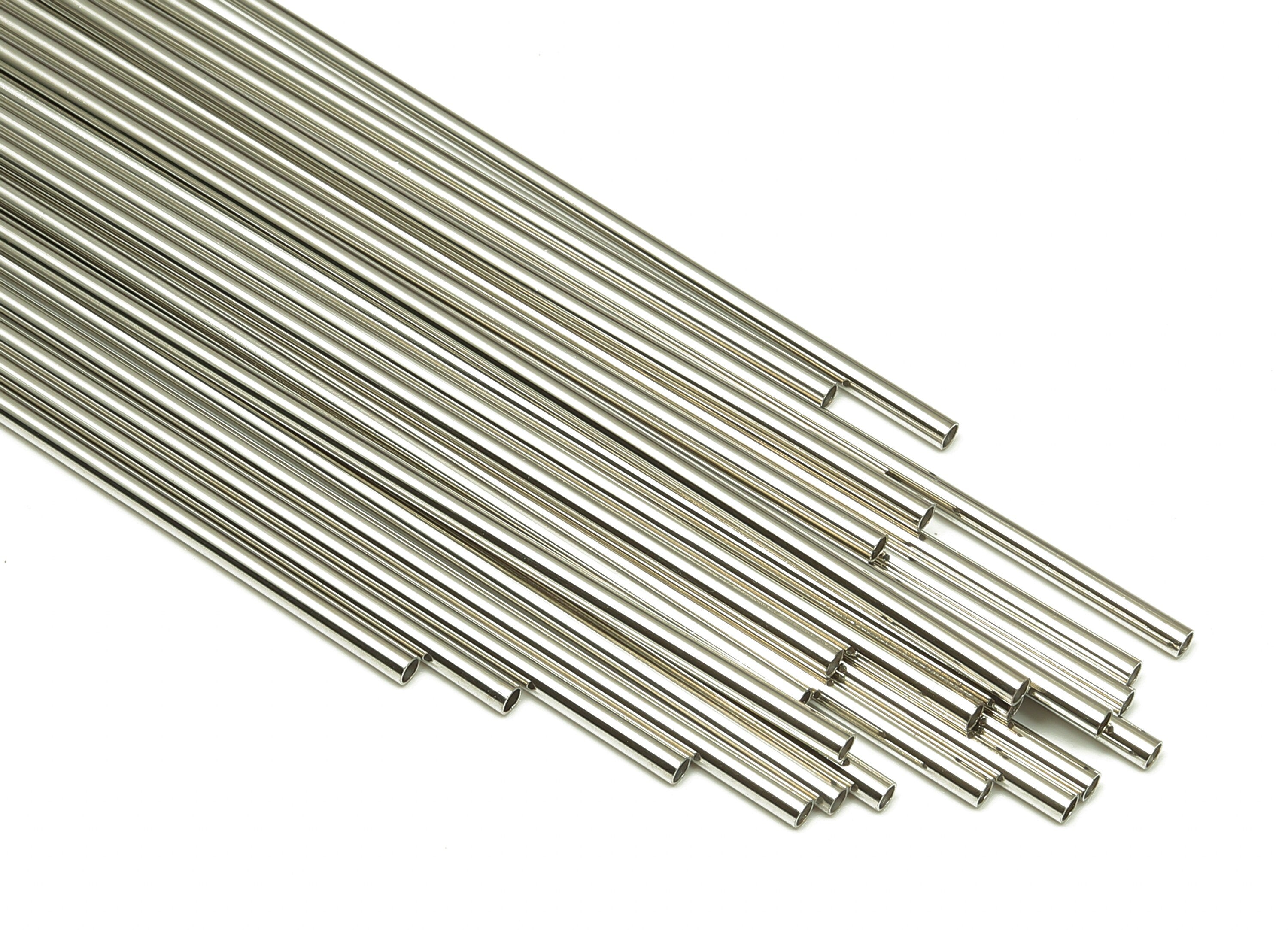 Silver Tone Himmeli Tubes - Brass Round Himmeli DIY Tube Beads - Circle Pipes for Geometric - For Air Plants - 2x0.2x130mm -PP4568S-130 - DOMEDBAZAAR