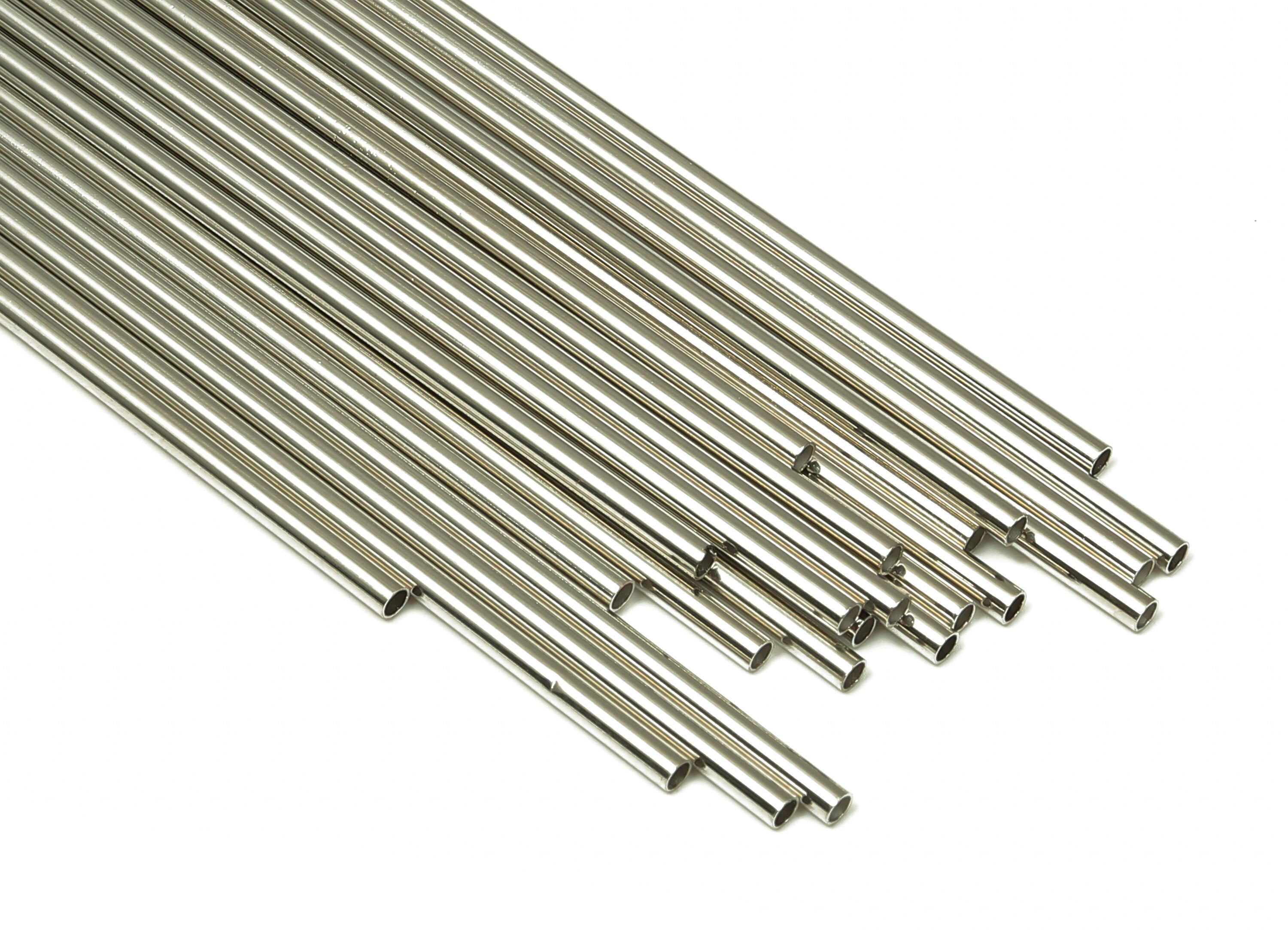 Silver Tone Himmeli Tubes - Brass Round Himmeli DIY Tube Beads - Circle Pipes for Geometric - For Air Plants - 2x0.2x150mm- PP4568S-150 - DOMEDBAZAAR