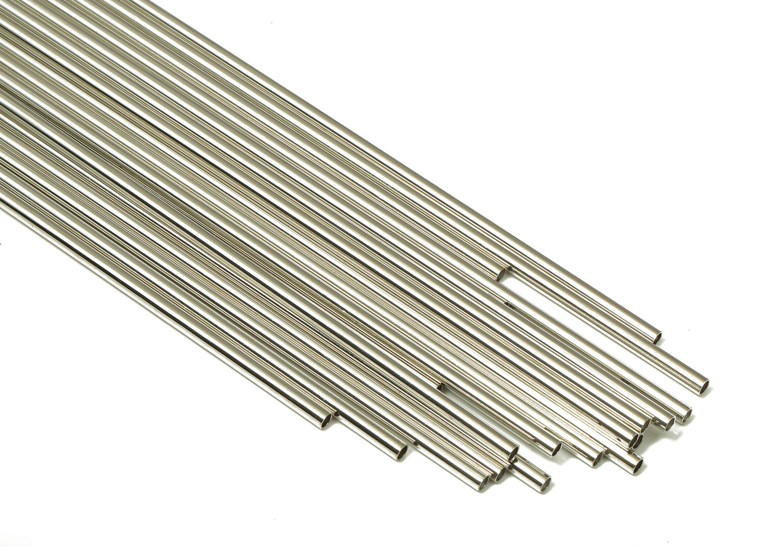 Silver Tone Himmeli Tubes - Brass Round Himmeli DIY Tube Beads - Circle Pipes for Geometric - For Air Plants - 2x0.2x110mm- PP4568S-110 - DOMEDBAZAAR