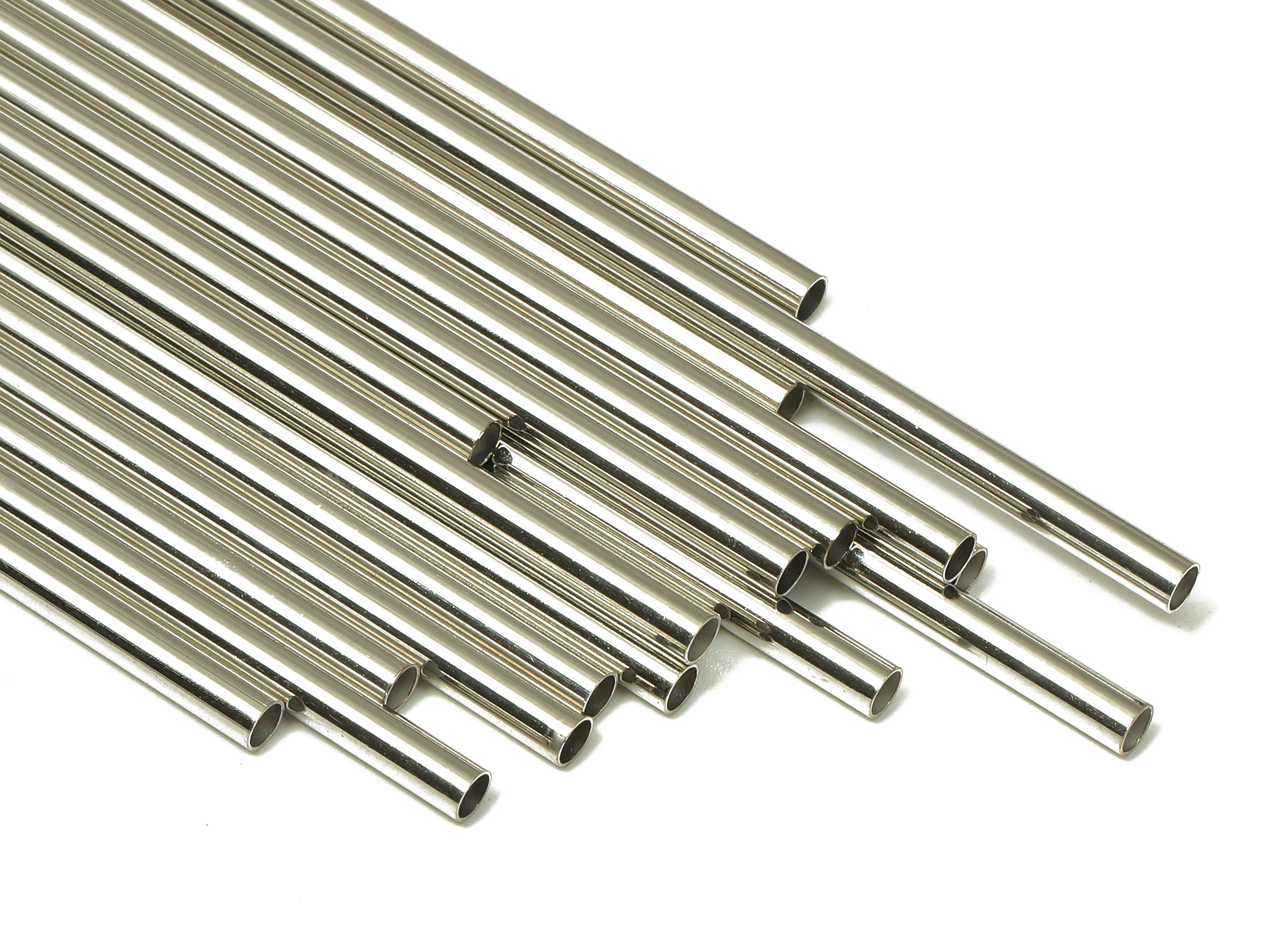 Silver Tone Himmeli Tubes - Brass Round Himmeli DIY Tube Beads - Circle Pipes for Geometric - For Air Plants - 2.5x0.2x70mm- PP4569S-70 - DOMEDBAZAAR