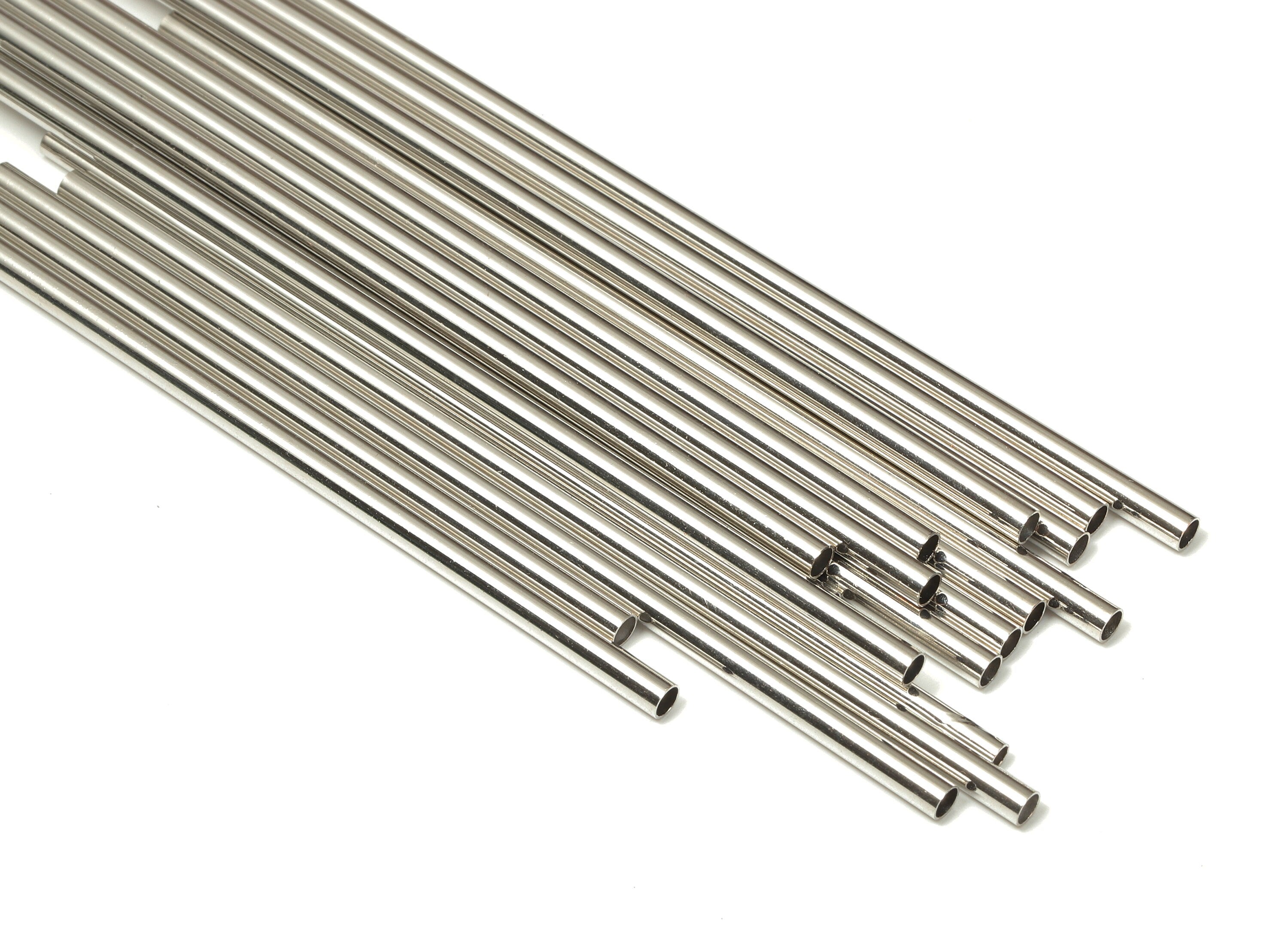 Silver Tone Himmeli Tubes - Brass Round Himmeli DIY Tube Beads - Circle Pipes for Geometric - For Air Plants - 2.5x0.2x80mm- PP4569S-80 - DOMEDBAZAAR