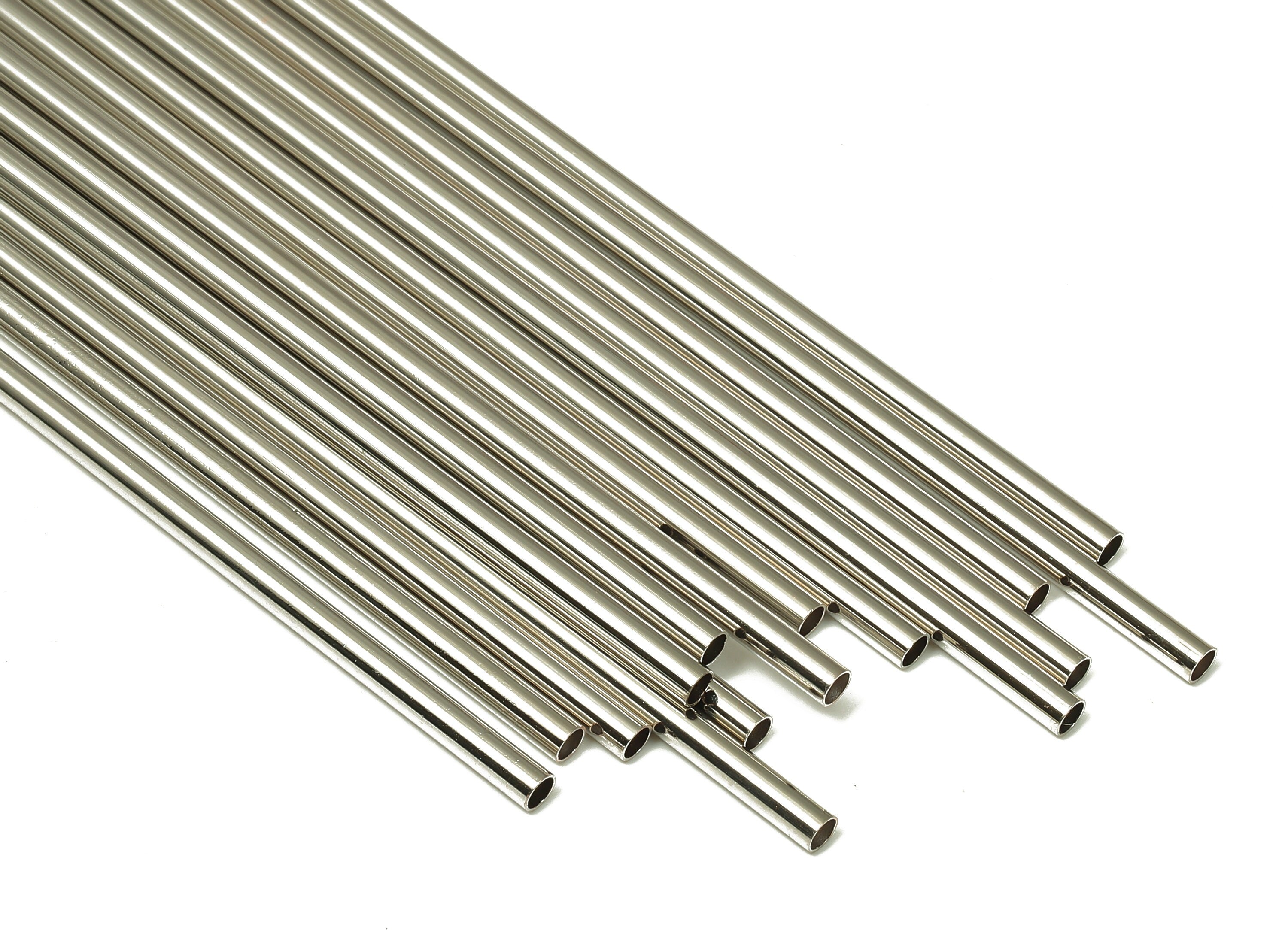Silver Tone Himmeli Tubes - Brass Round Himmeli DIY Tube Beads - Circle Pipes for Geometric - For Air Plants -2.5x0.2x110mm- PP4569S-110 - DOMEDBAZAAR