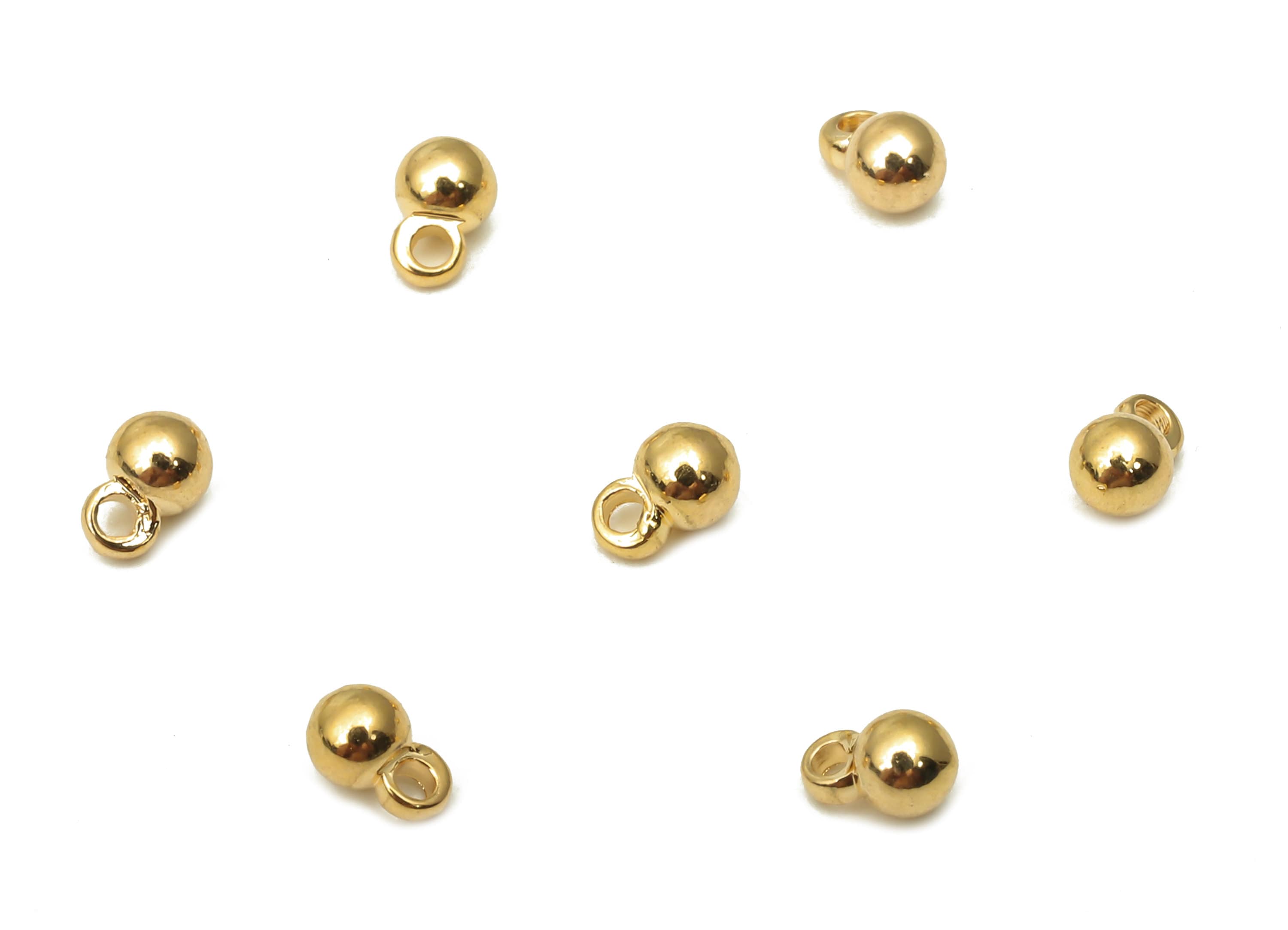 Brass Small Round Ball Earring Charm - Brass Tiny Pendants - Gold Mini Ball Bracelet Charm - 18K Real Gold Plated - 4.5x3x3mm - RGP5107 - DOMEDBAZAAR