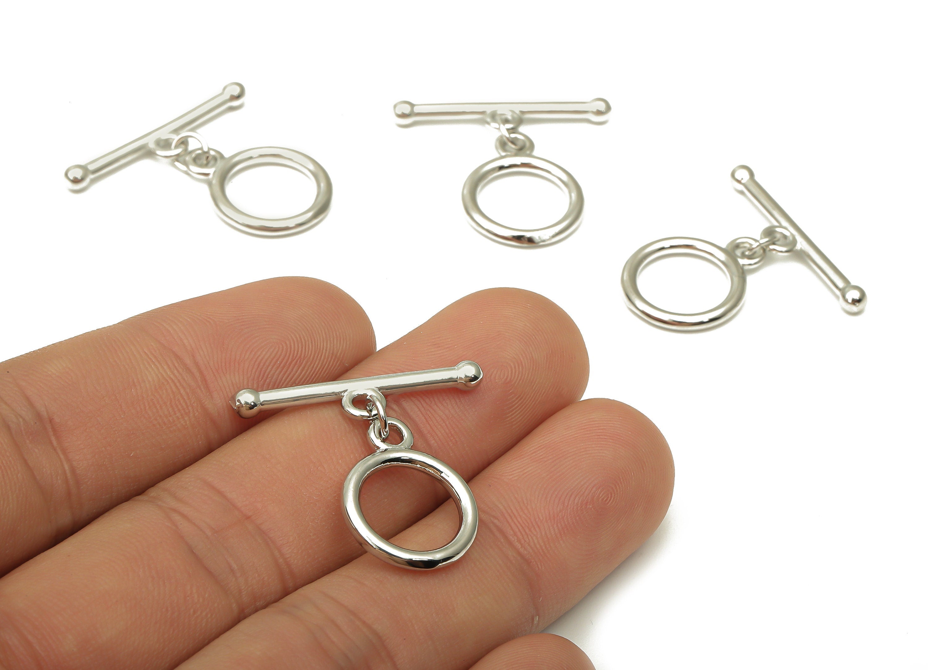Brass Round Toggle Earring Clasps - 18K Real Gold White Plated - White Plated Toggle Clasps - Toggle Clasps - 26.3x24.92x2.1mm - RGP5112S - DOMEDBAZAAR