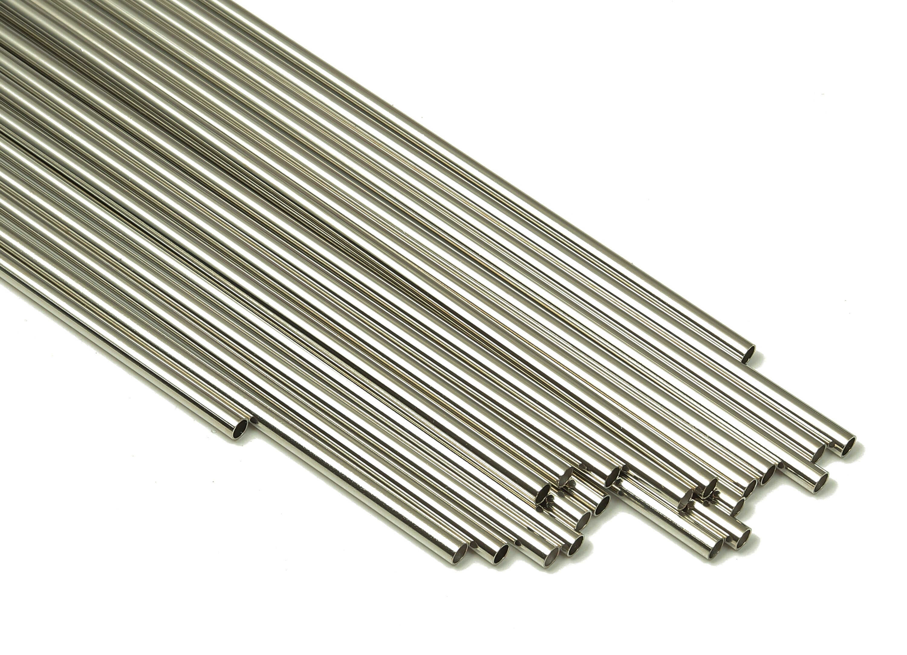 Silver Tone Himmeli Tubes - Brass Round Himmeli DIY Tube Beads - Circle Pipes for Geometric - For Air Plants -2.5x0.2x225mm- PP4569S-225 - DOMEDBAZAAR
