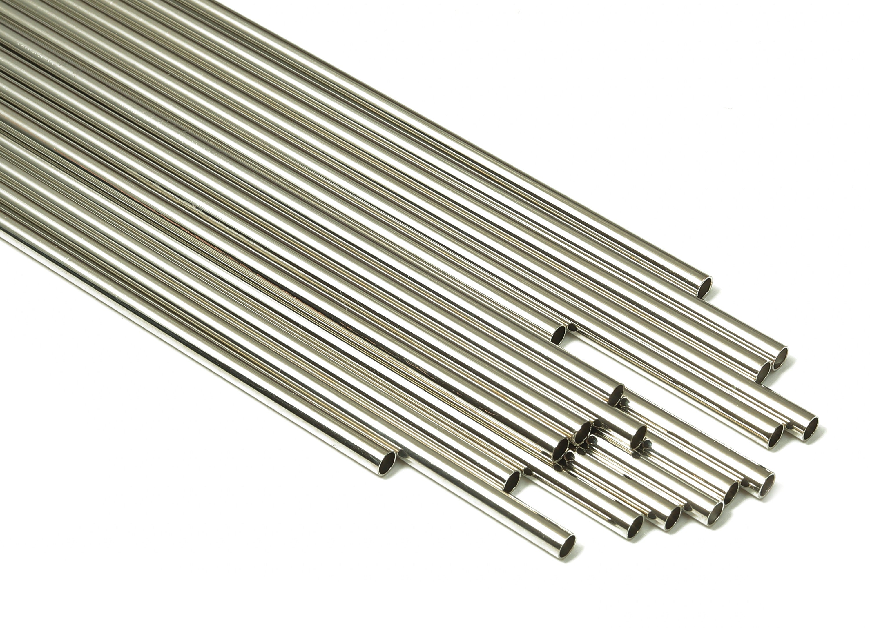 Silver Tone Himmeli Tubes - Brass Round Himmeli DIY Tube Beads - Circle Pipes for Geometric - For Air Plants -3x0.2x225mm- PP4570S-225 - DOMEDBAZAAR