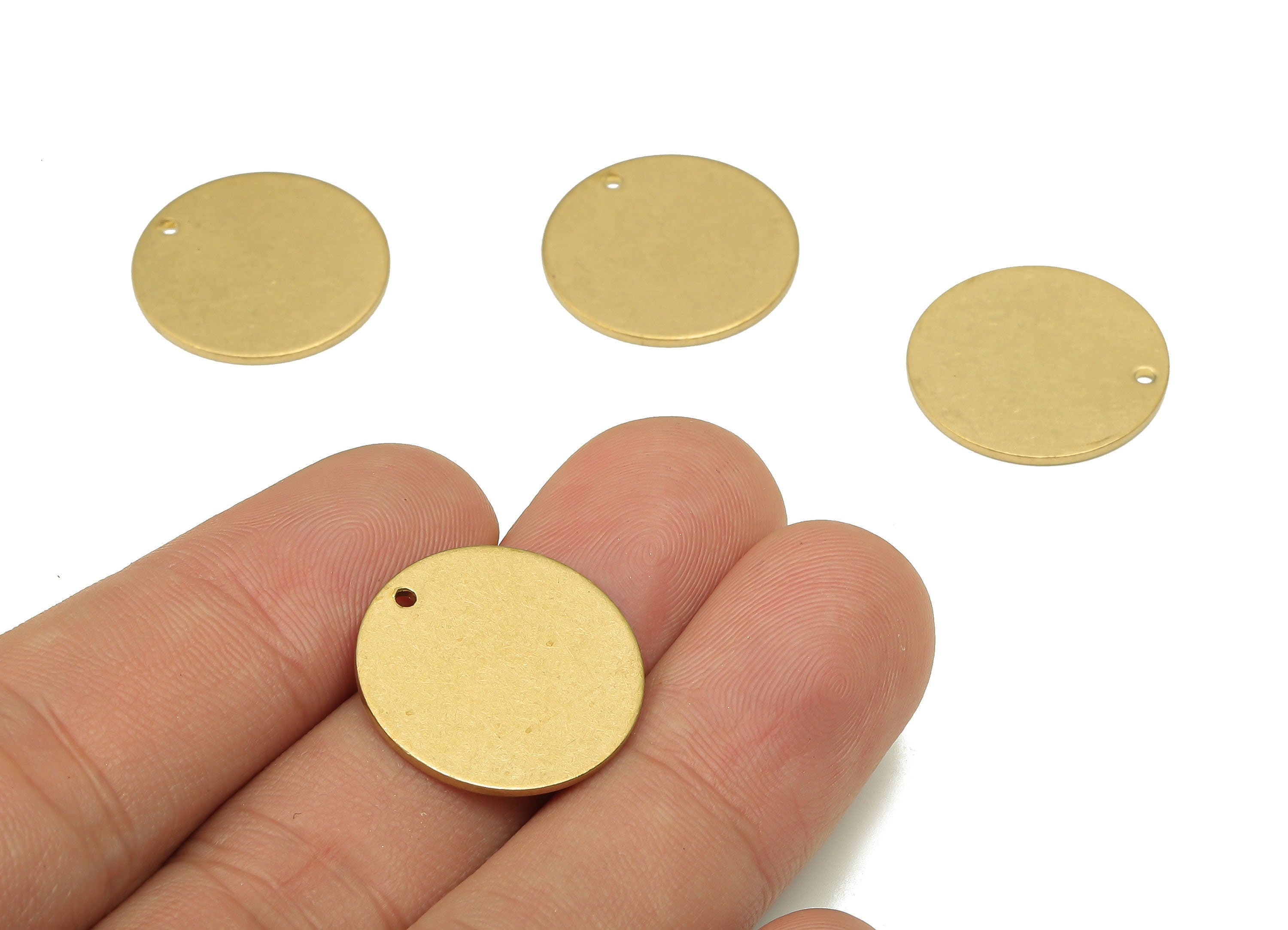 Brass Round Earring Charms - Raw Brass Circle Pendant - Earring Findings - Stamping Blank - Jewelry Supplies - 19.96x19.96x0.96mm - PP7958 - DOMEDBAZAAR