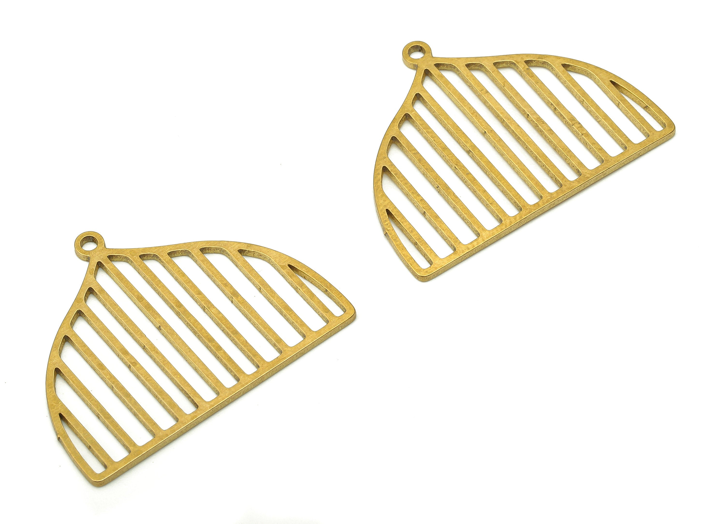 Brass Domed Earring Charms - Raw Brass Domed Pendant With Loop - For Necklace - Domed Earring Charm - 29.83x23.32x0.85mm - PPA5305 - DOMEDBAZAAR