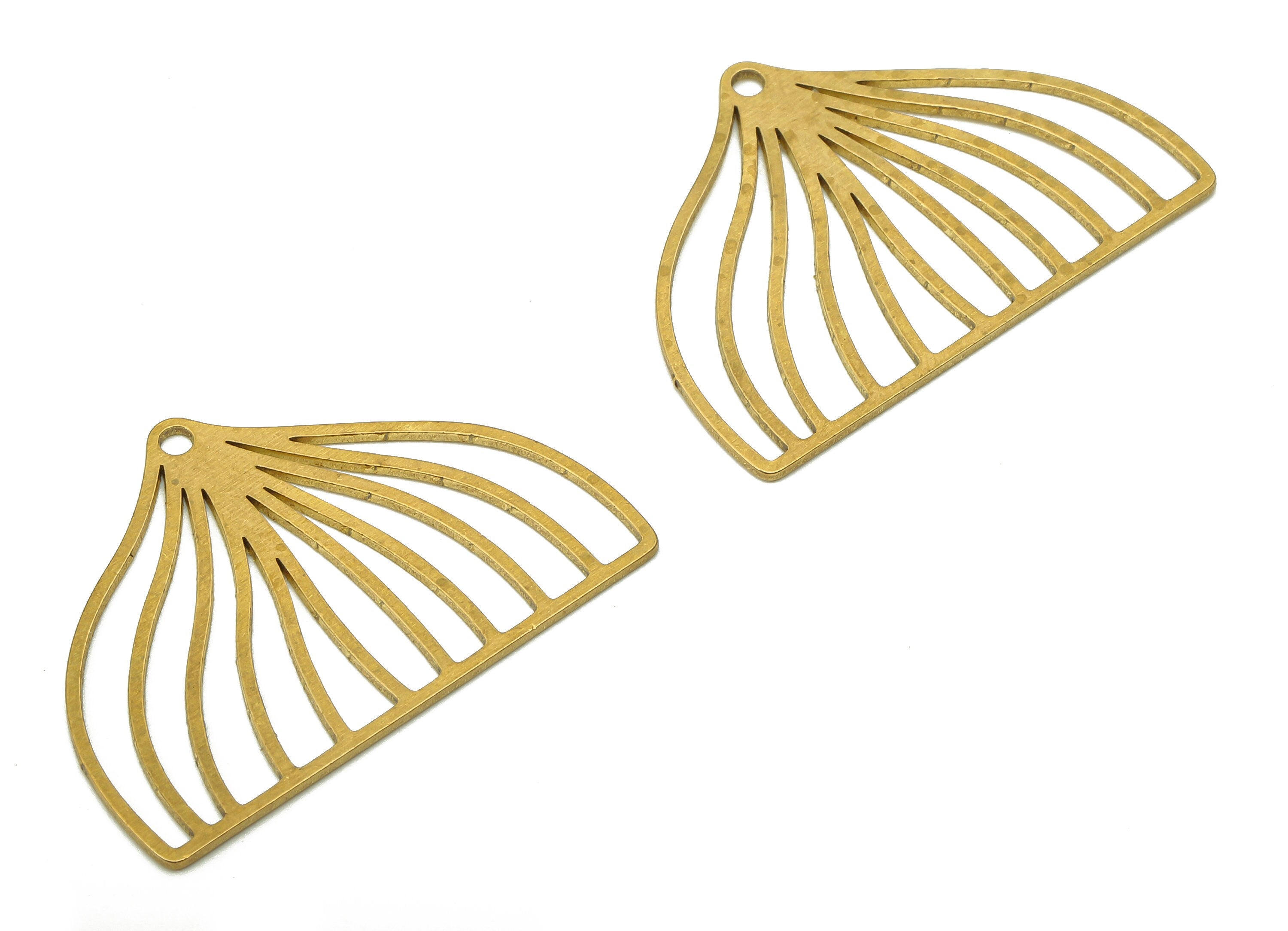 Brass Domed Earring Charms - Raw Brass Domed Pendant With Loop - For Necklace - Domed Earring Charm - 31.87x22.7x0.66mm - PPA5306 - DOMEDBAZAAR