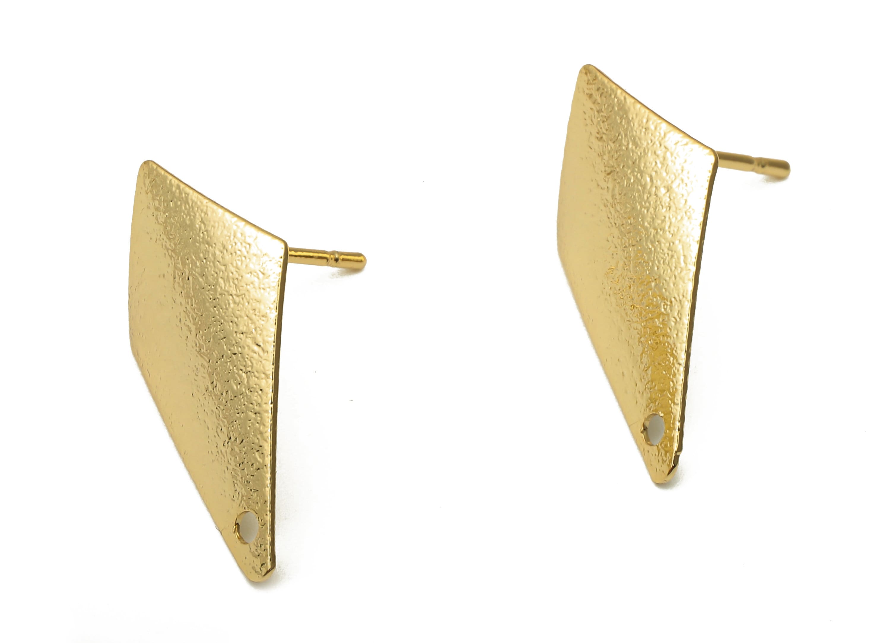 Brass Rhombus Earring Posts - Brass Diamond Stud - Stainless Steel Stud - 18K Real Gold Plated Brass Post - 21.64x11.8x0.67mm - RGP5185 - DOMEDBAZAAR