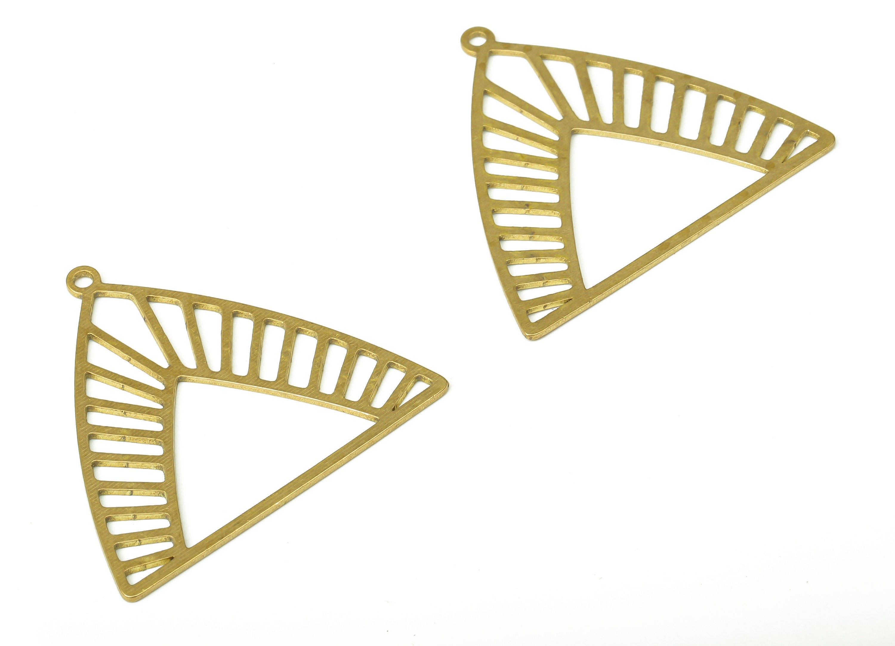 Brass Triangle Earring Charms - Raw Brass Triangle Cutout Pendant With Loop - For Necklace - Earring Findings - 31.73x29.2x0.65mm - PPA5286 - DOMEDBAZAAR