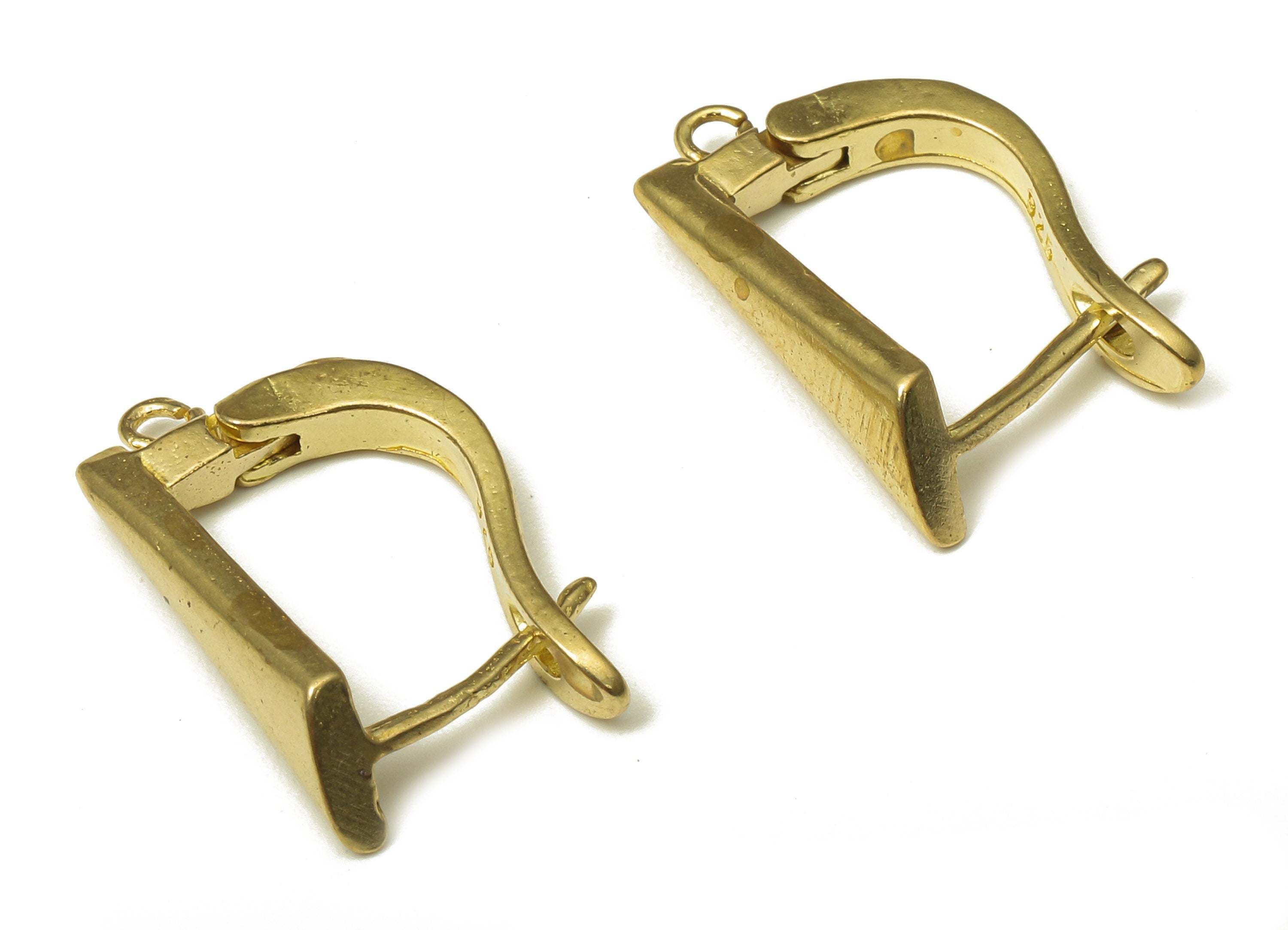 Triangle Earring Clasp - Raw Brass Hoop Earring Clasp With Loop - Brass Clasps - Clasps Earrings - 17.56x11.6x1.7mm - PP7496 - DOMEDBAZAAR