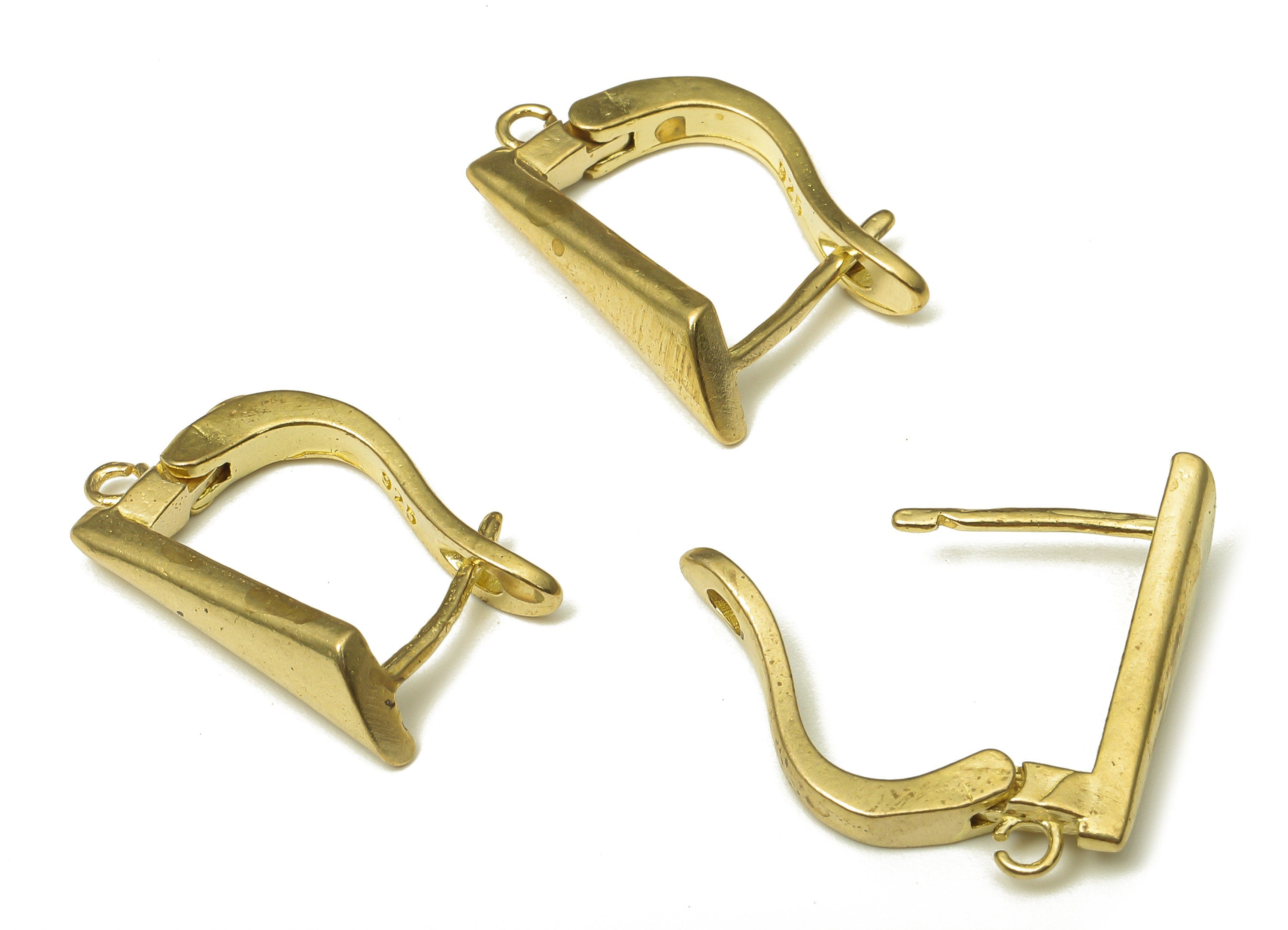 Triangle Earring Clasp - Raw Brass Hoop Earring Clasp With Loop - Brass Clasps - Clasps Earrings - 17.56x11.6x1.7mm - PP7496 - DOMEDBAZAAR