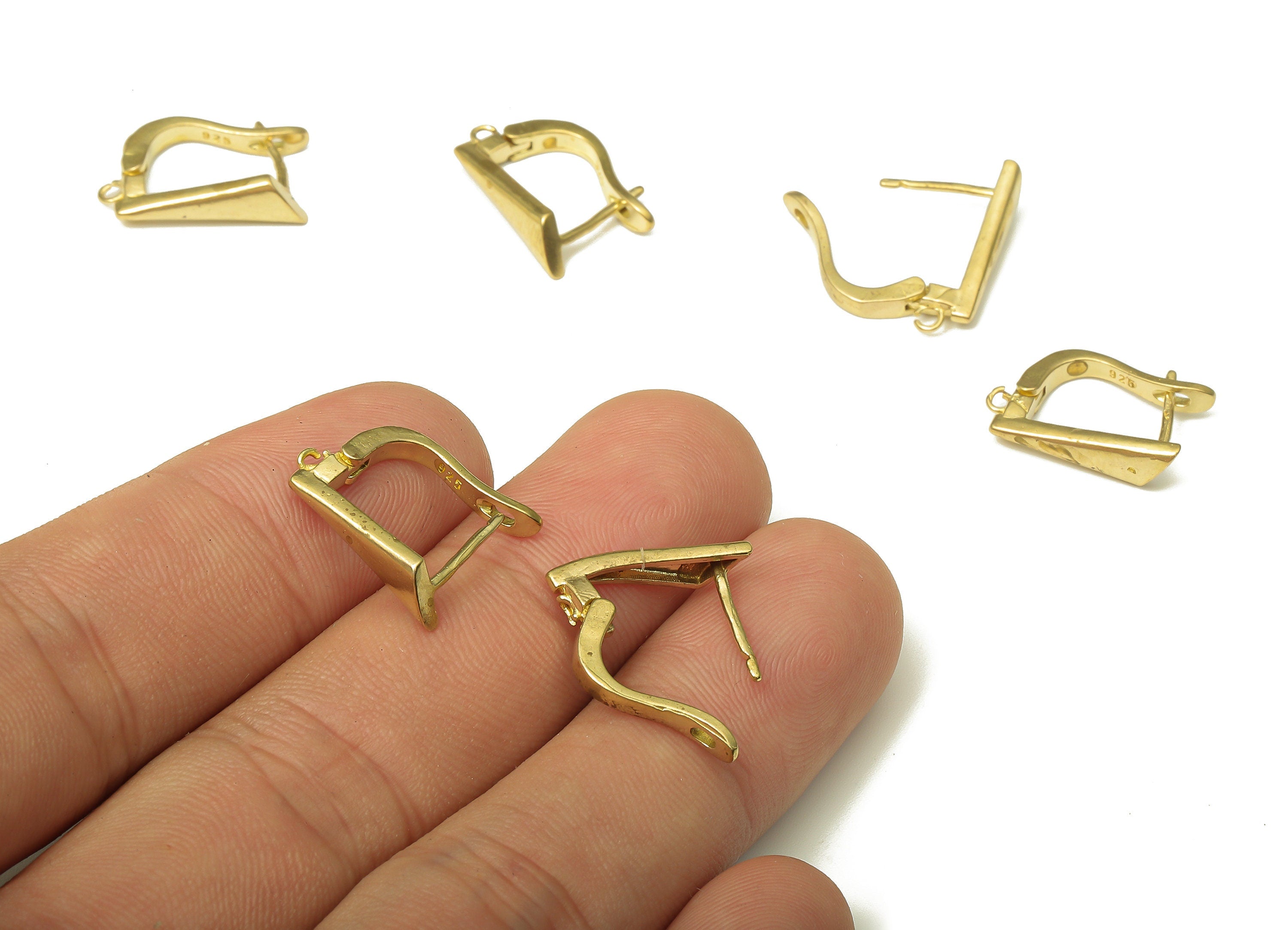 Triangle Earring Clasp - Raw Brass Hoop Earring Clasp With Loop - Brass Clasps - Clasps Earrings - 17.56x11.6x1.7mm - PP7496 - DOMEDBAZAAR