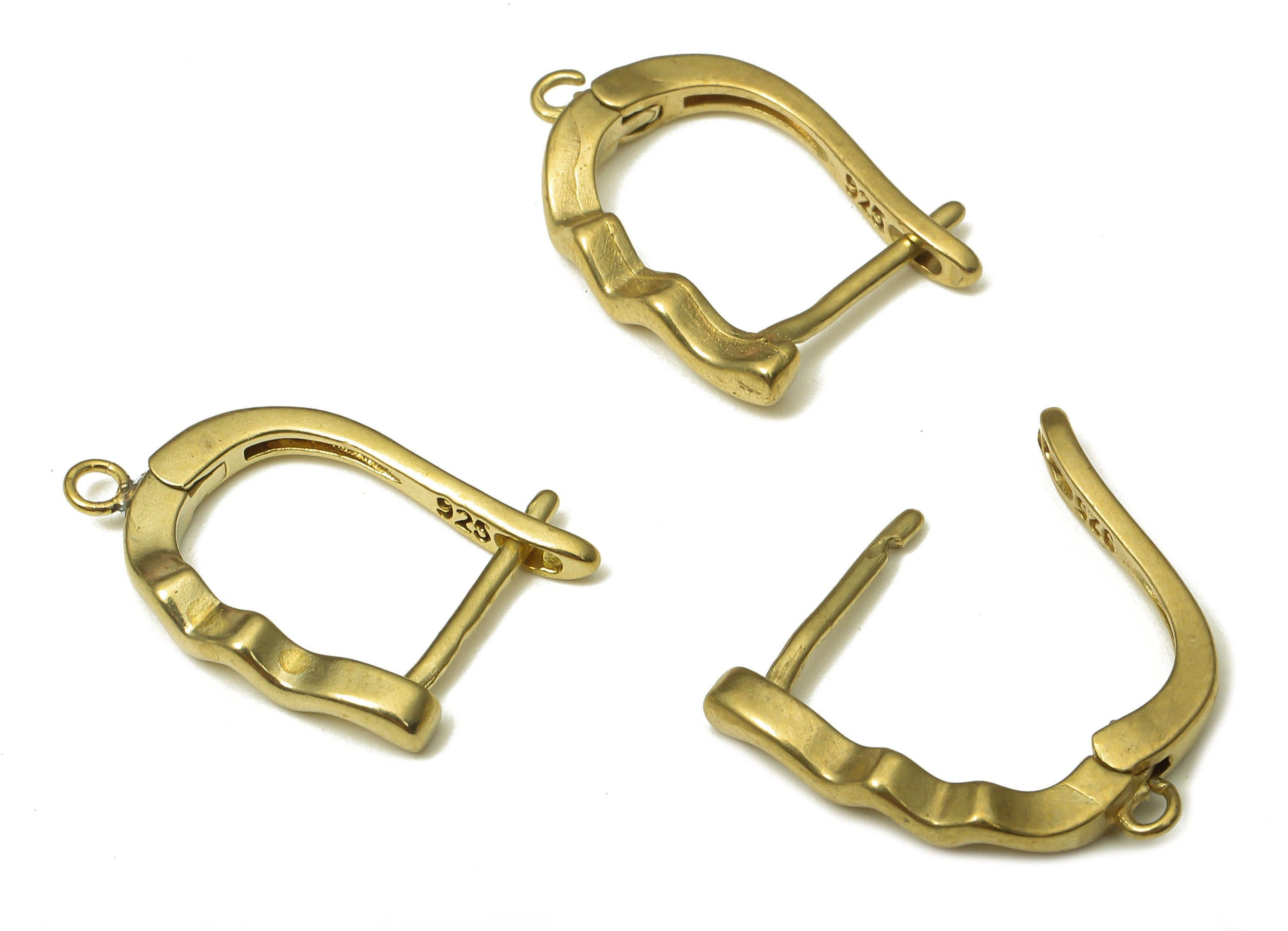 Brass Wavy Earring Clasp - Raw Brass Wave Hoop Earring Clasp With Loop - Brass Clasps - Clasps Earrings - 17.07x11.98x1.9mm - PP7509 - DOMEDBAZAAR