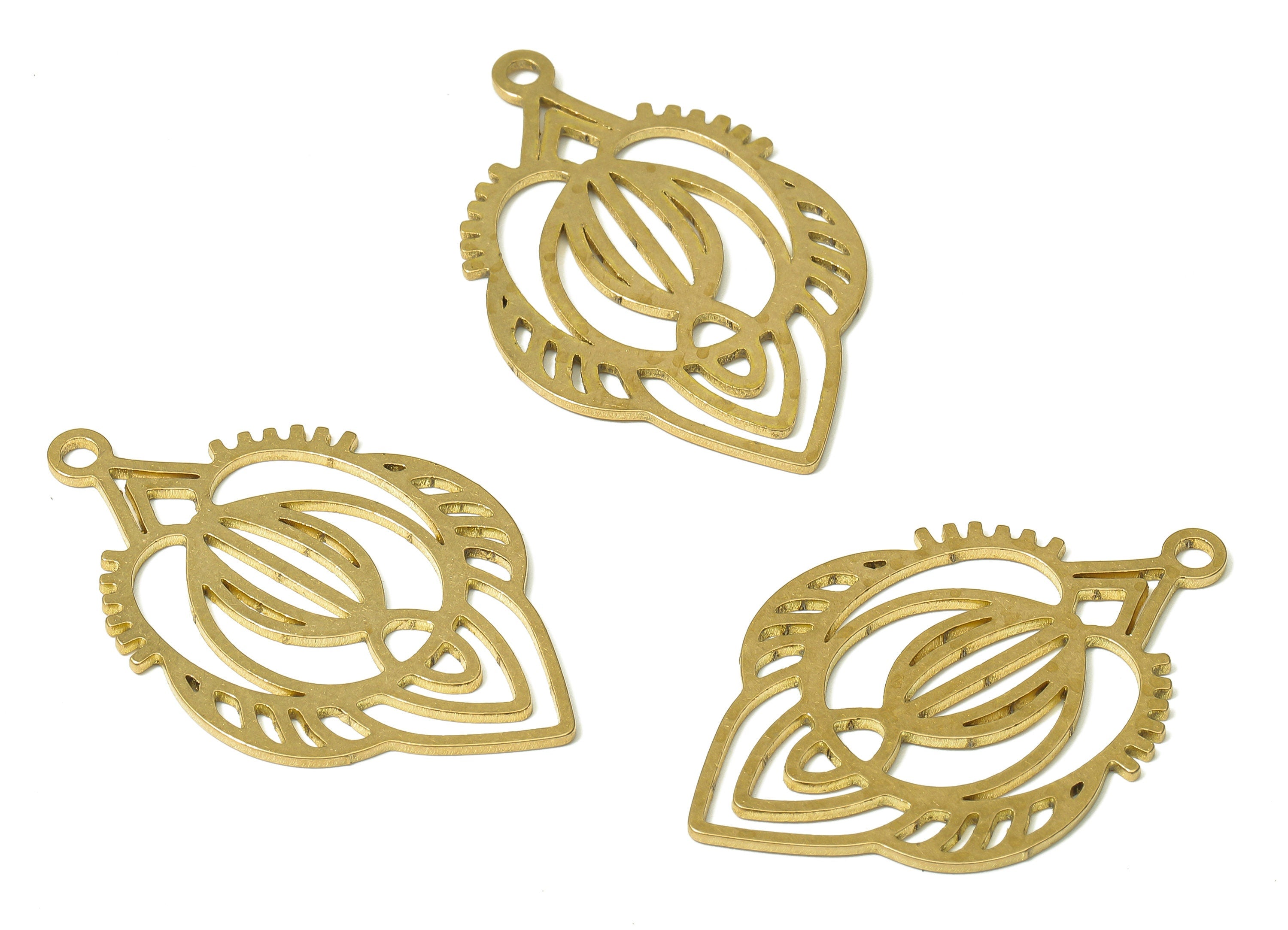 Brass Cutout Frog Earring Charm - Raw Brass Cutout Abstract Frog Pendant - Cutout Charms - Cutout Earring - 37.65x23.78x0.83mm - PPA2924 - DOMEDBAZAAR