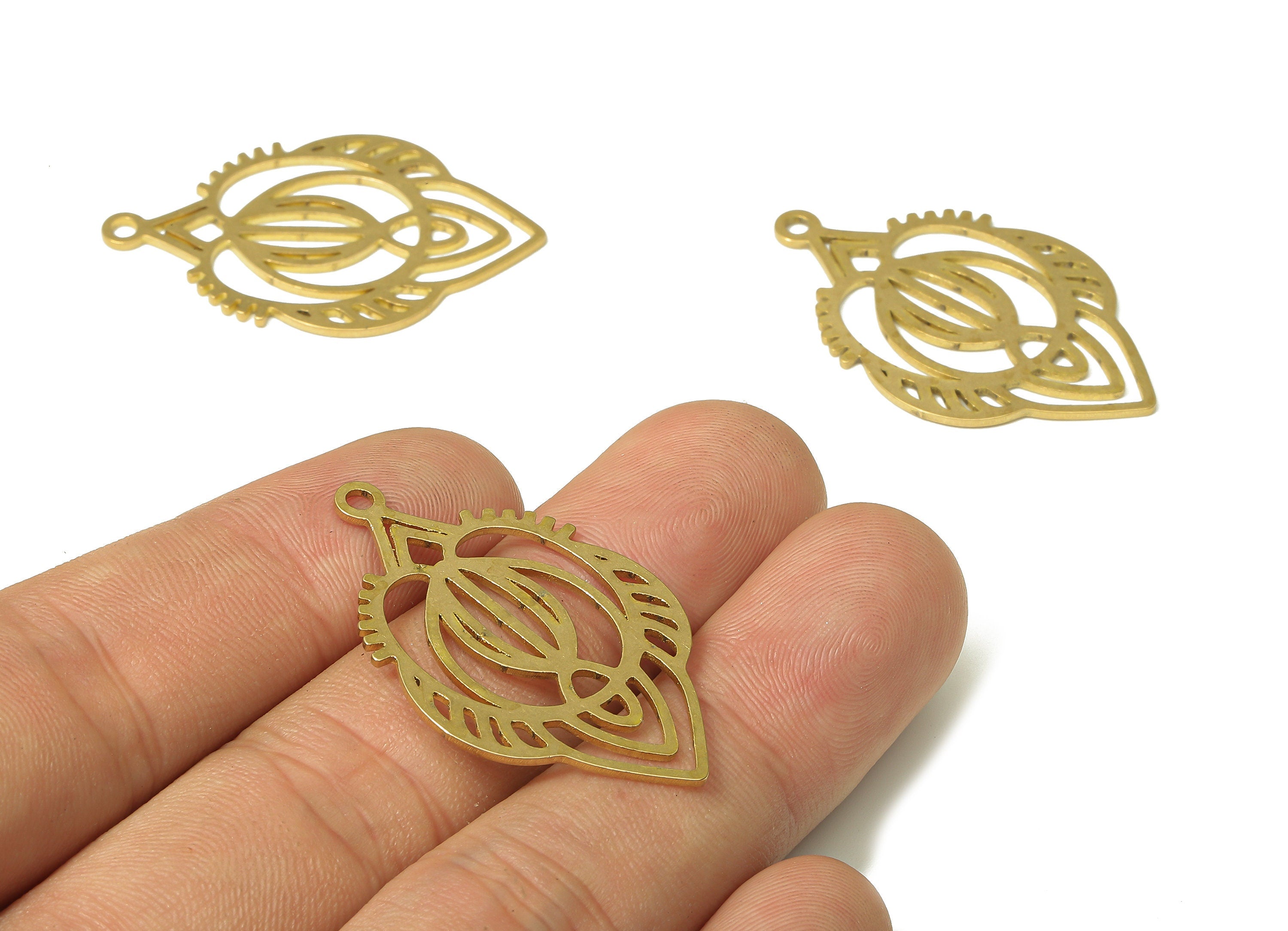Brass Cutout Frog Earring Charm - Raw Brass Cutout Abstract Frog Pendant - Cutout Charms - Cutout Earring - 37.65x23.78x0.83mm - PPA2924 - DOMEDBAZAAR
