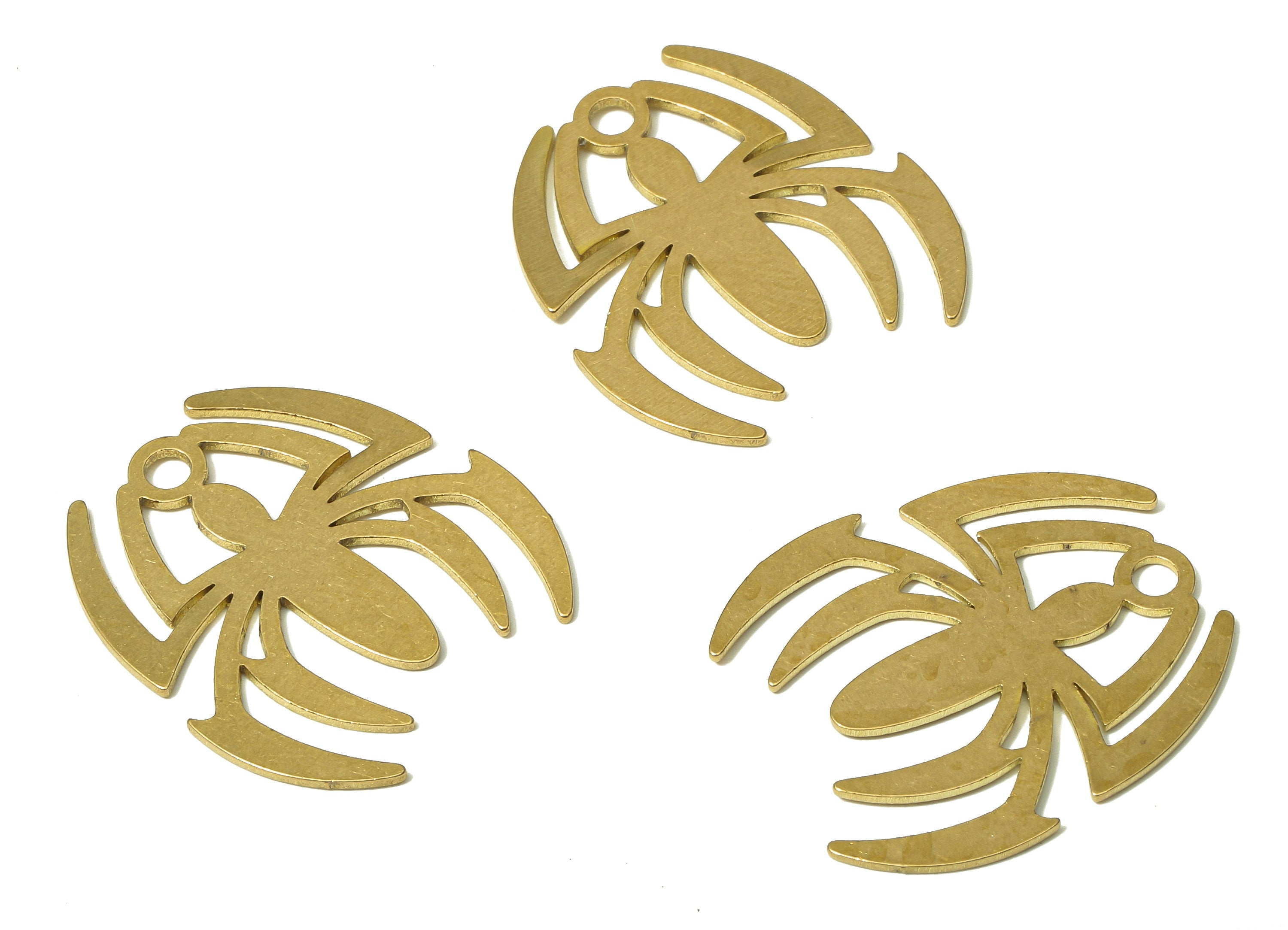Brass Spider Cutout Earring Charm - Raw Brass Spider Hollow Pendant - Hollow Earring - Jewelry Making Supplies - 24.77x22.26x0.7mm - PPA4810 - DOMEDBAZAAR