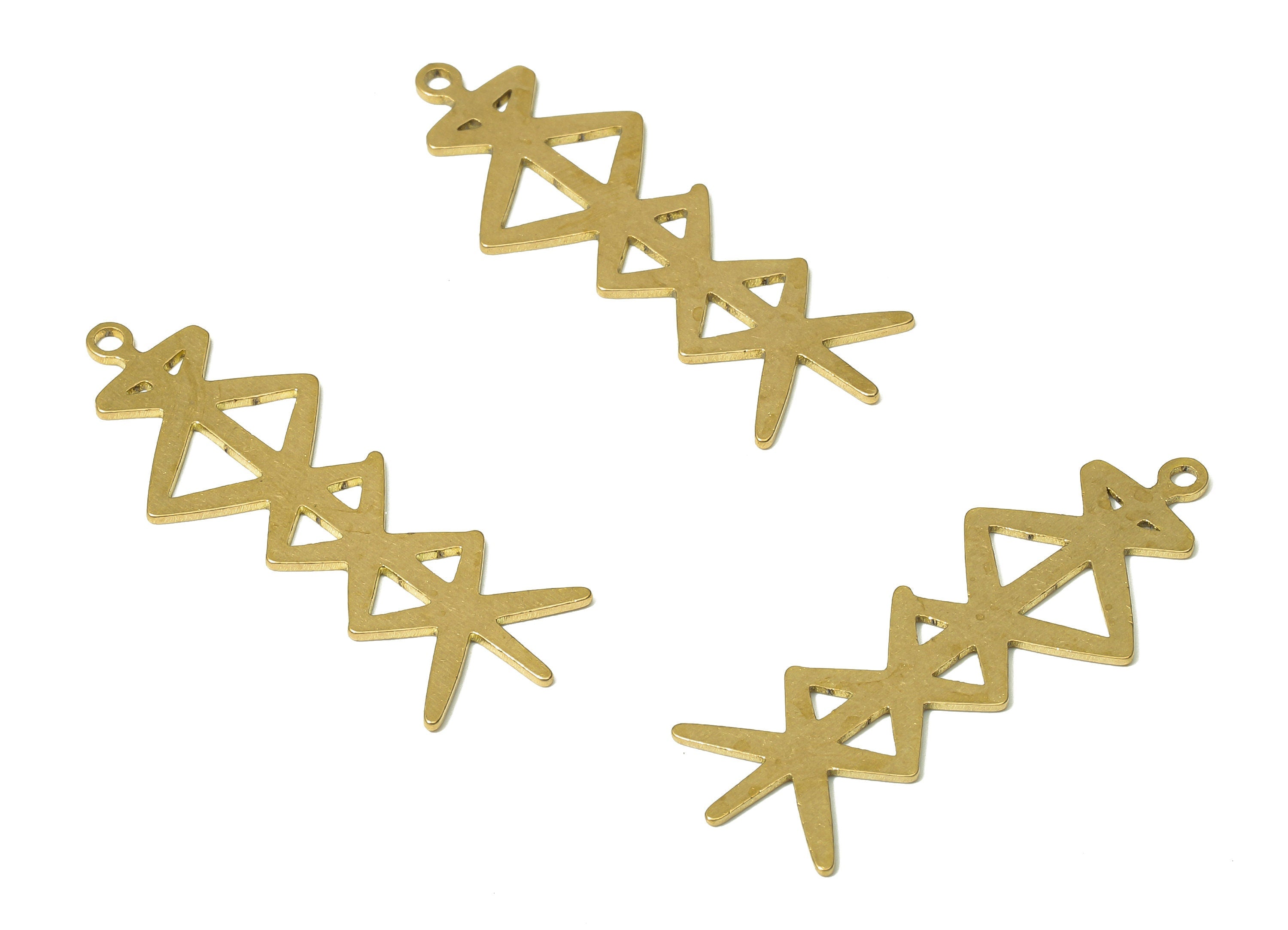 Brass Earring Charm - Raw Brass Zig Zag Pendant - Chevron Earring Charm - Pendant Charm - 37.83x14.13x0.68mm - PPA4867 - DOMEDBAZAAR