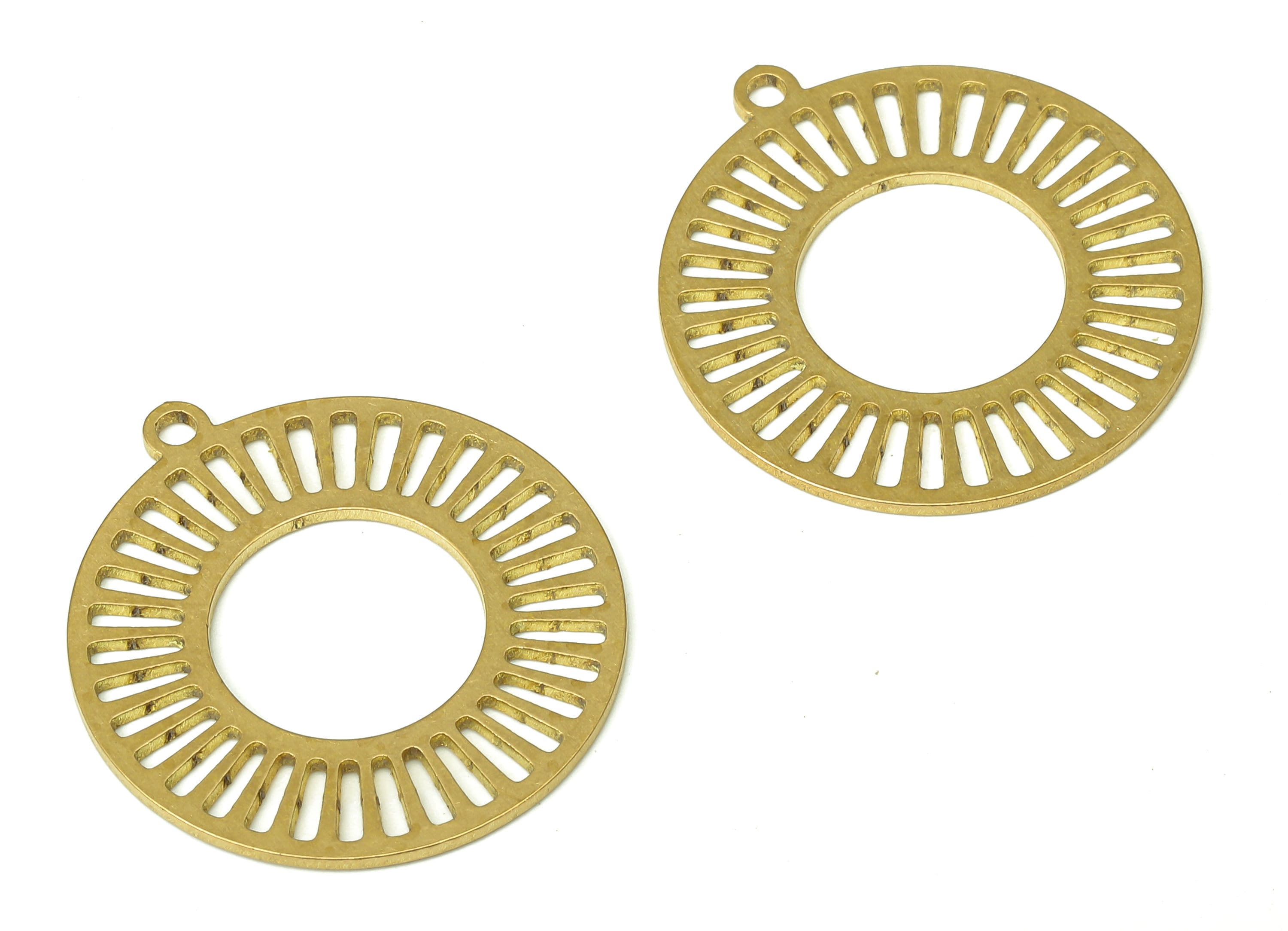 Brass Round Earring Charms - Raw Brass Circle Cutout Pendant With Loop - Earrings Finding - 24.81x22.59x0.72mm - PPA4545 - DOMEDBAZAAR