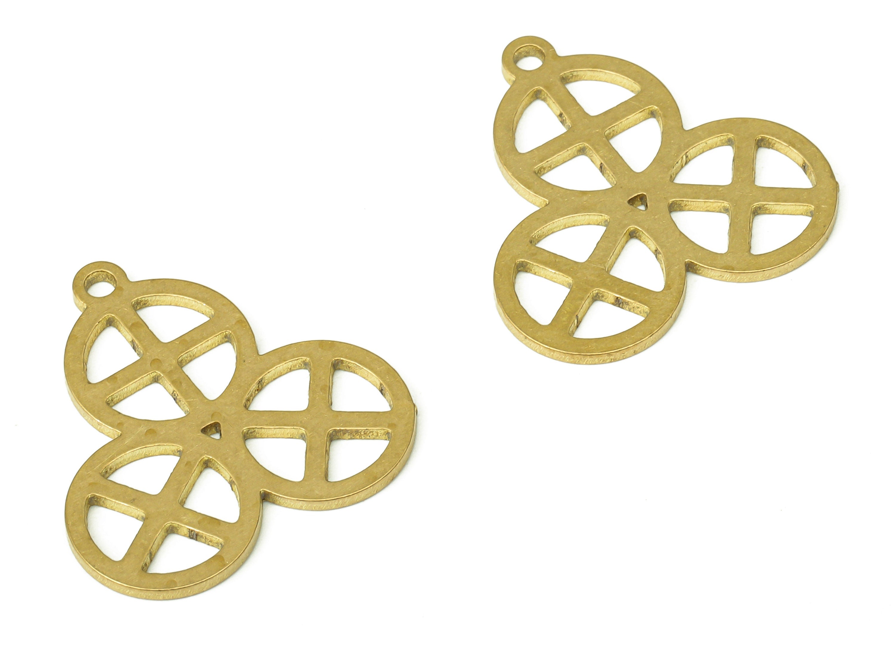 Brass Cross Round Earring Charms - Raw Brass Circle Cutout Pendant With Loop - Earrings Finding - 19.75x19.14x0.85mm - PPA4617 - DOMEDBAZAAR