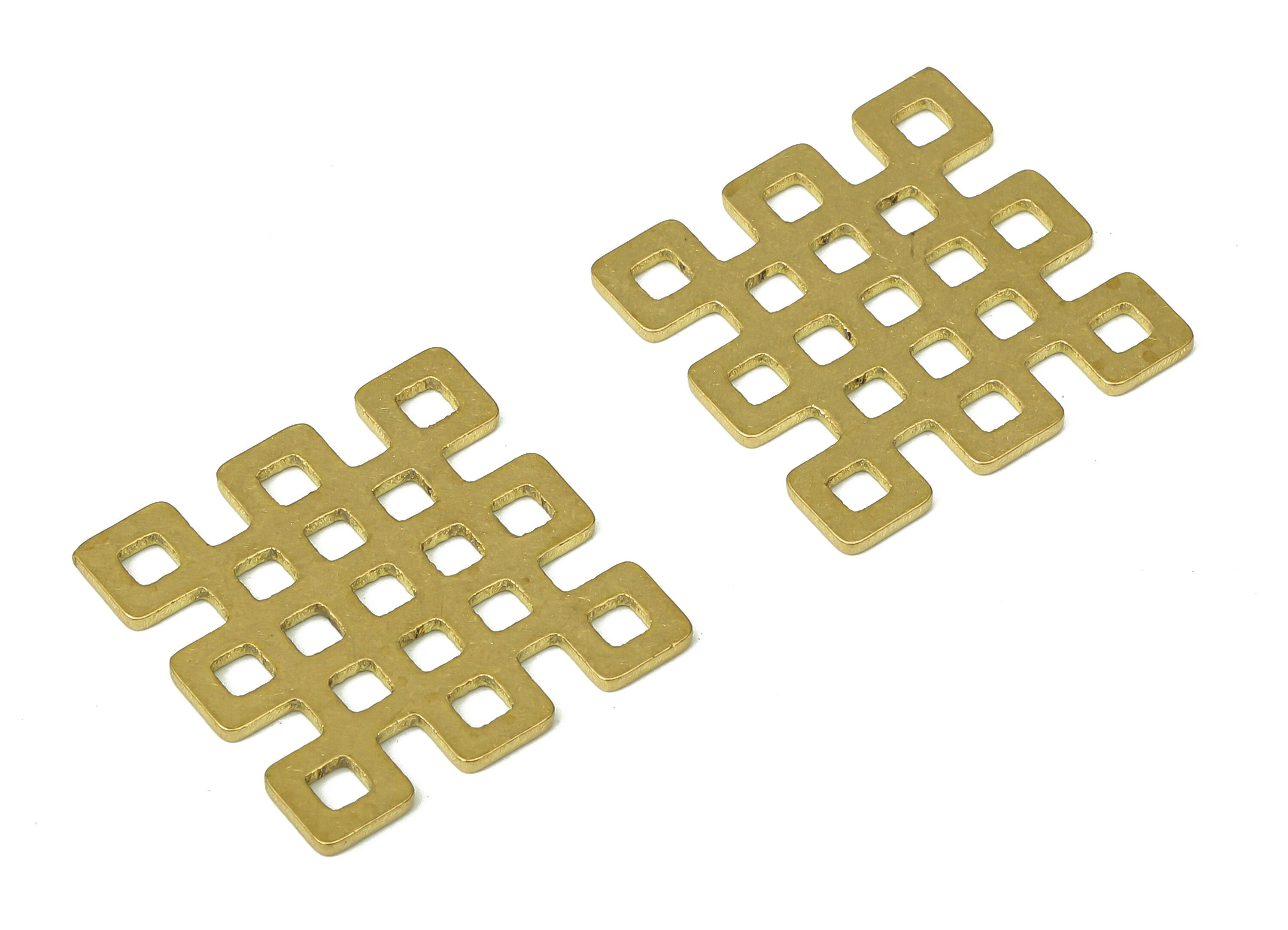 Brass Square Earring Charm - Raw Brass Square Cutout Pendant - Anatolian Earring Connector -  Earring Finding - 24.87x24.87x0.84mm - PPA4639 - DOMEDBAZAAR