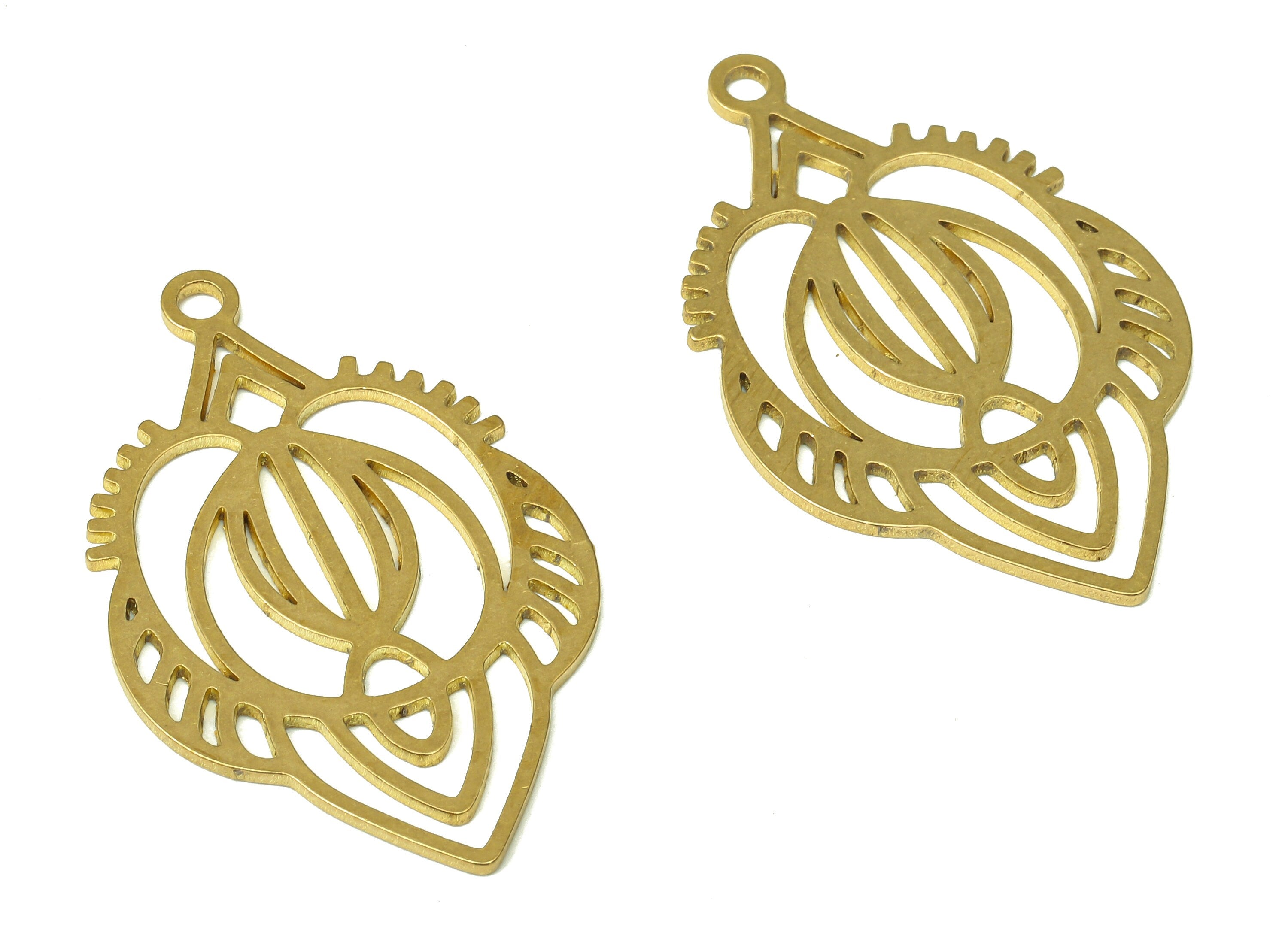 Brass Frog Earring Charms - Raw Brass Frog Cutout Pendant With Loop - Earrings Finding - 37.69x23.82x0.83mm - PPA4924 - DOMEDBAZAAR