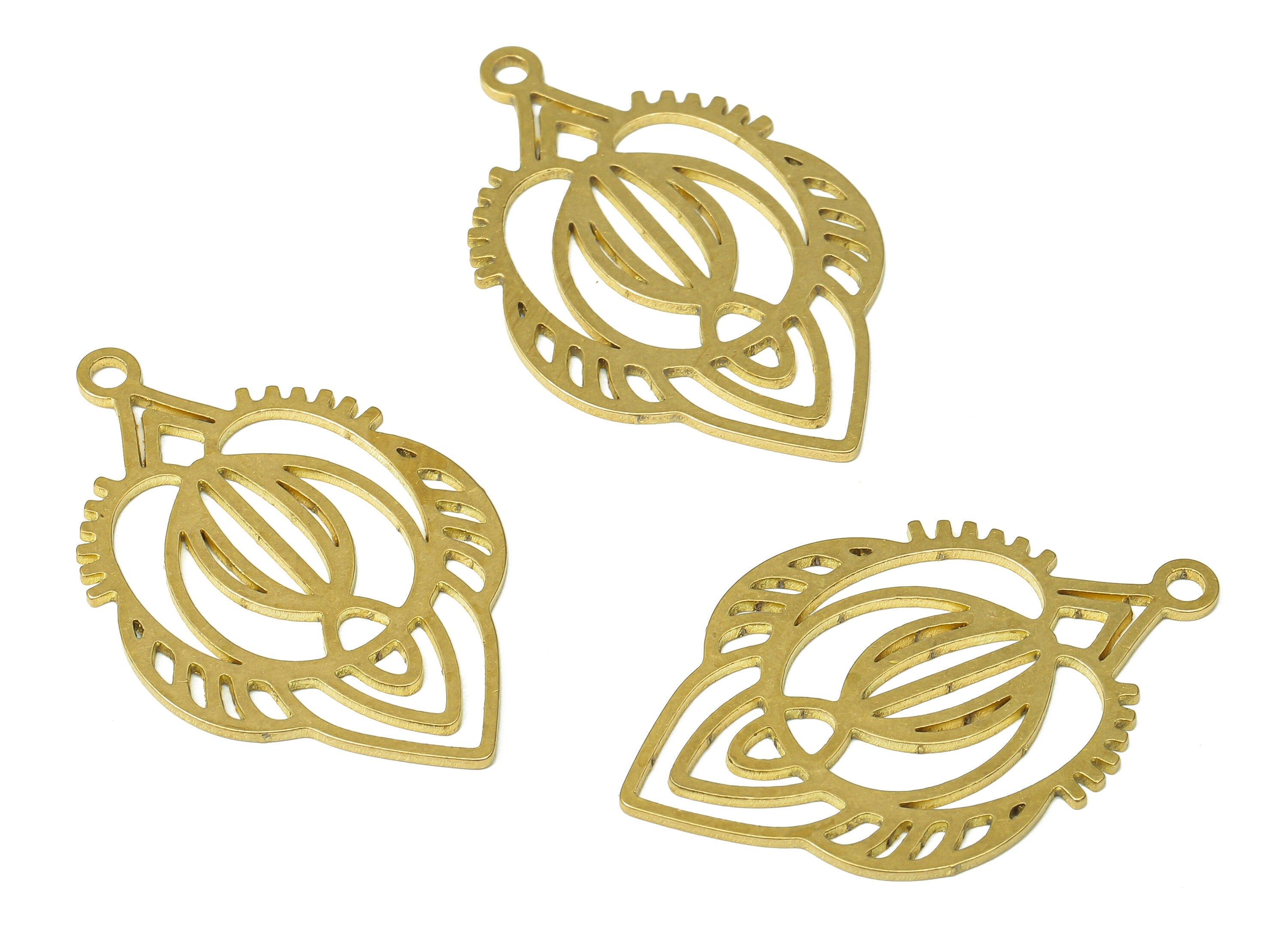Brass Frog Earring Charms - Raw Brass Frog Cutout Pendant With Loop - Earrings Finding - 37.69x23.82x0.83mm - PPA4924 - DOMEDBAZAAR