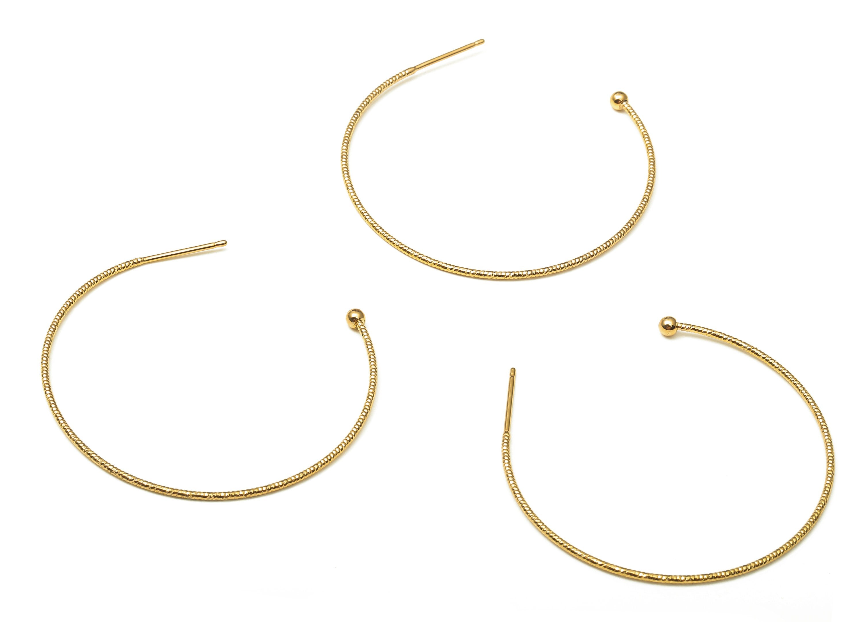 Brass Round Wire Earring Stud - Circle Open Hoop Earring Post - 316 Stainless Steel - 18K Real Gold Plating - 41.35x40.89x1.06mm - RGP5230 - DOMEDBAZAAR
