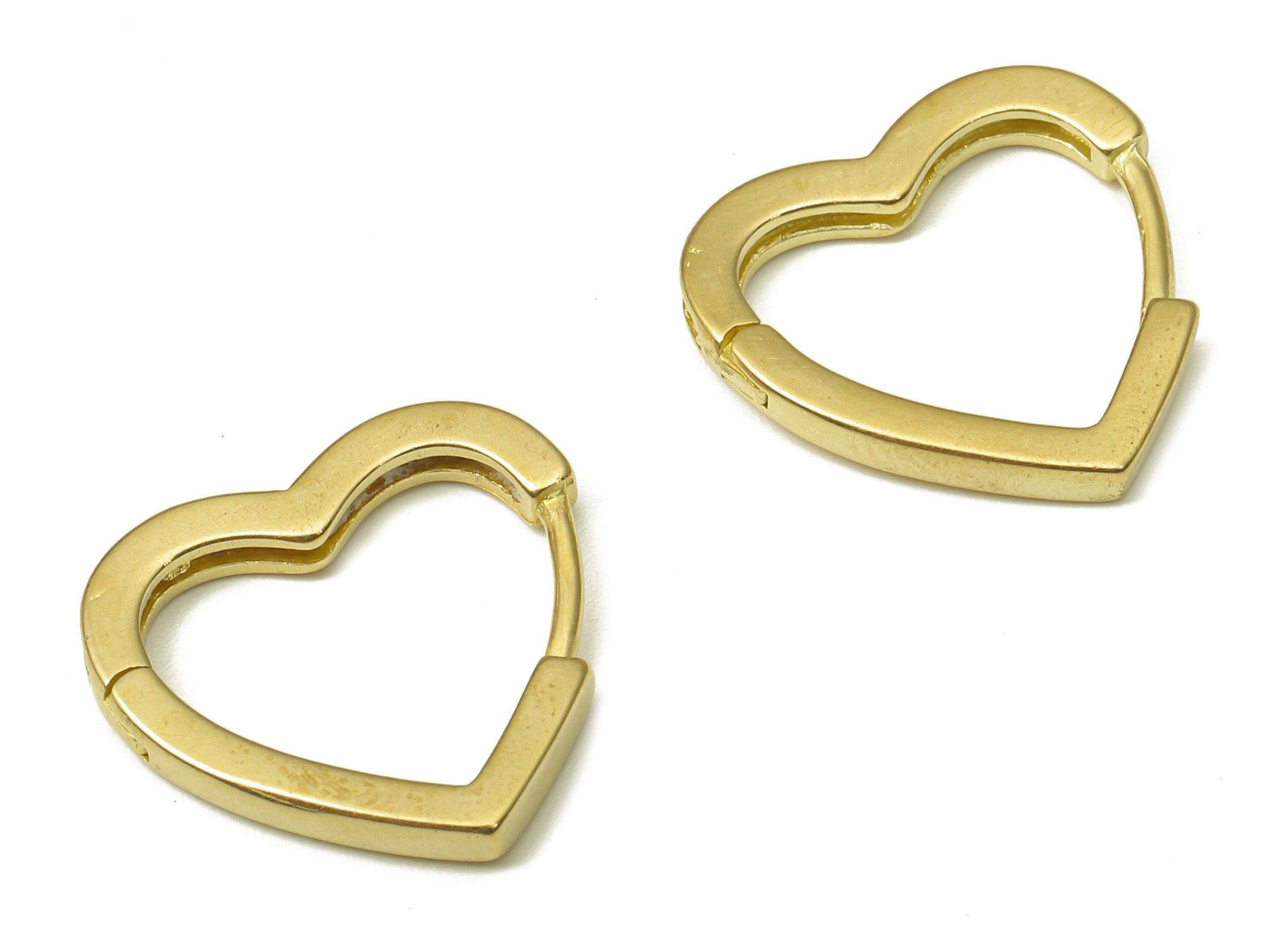 Brass Love Heart Earring Clasp - Raw Brass Huggie Earring with Zircon - Huggie Hoop Earring - Hoop Earring - 16.04x14.83x2.06mm - PP7913 - DOMEDBAZAAR