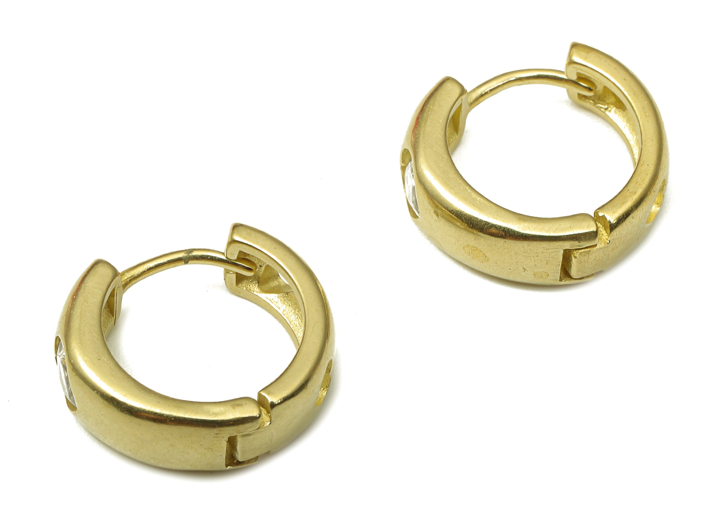 Brass Heart Earring Clasp - Raw Brass Micropaved Zircon Earring - Thick Huggie Hoop Earring - 14.78x13.18x2.42mm - PP7910 - DOMEDBAZAAR
