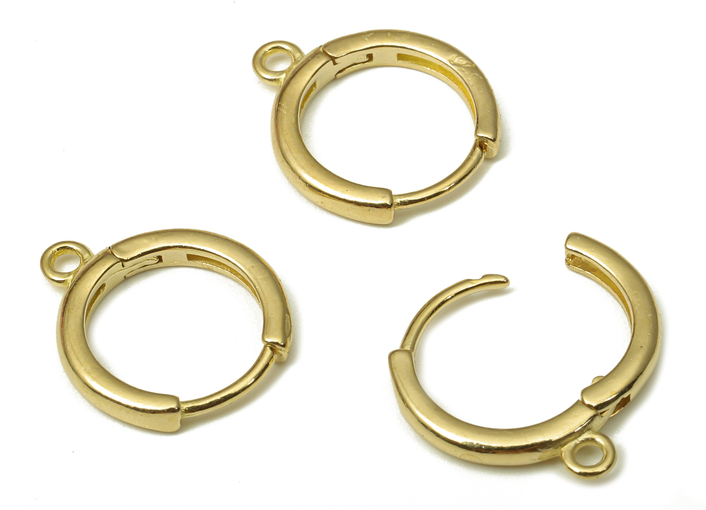 Brass Round Earring Clasp - Raw Brass Circle Hoop Earring With Loop - Hoop Earring - 13.65x11.62x1.85mm - PP7920 - DOMEDBAZAAR