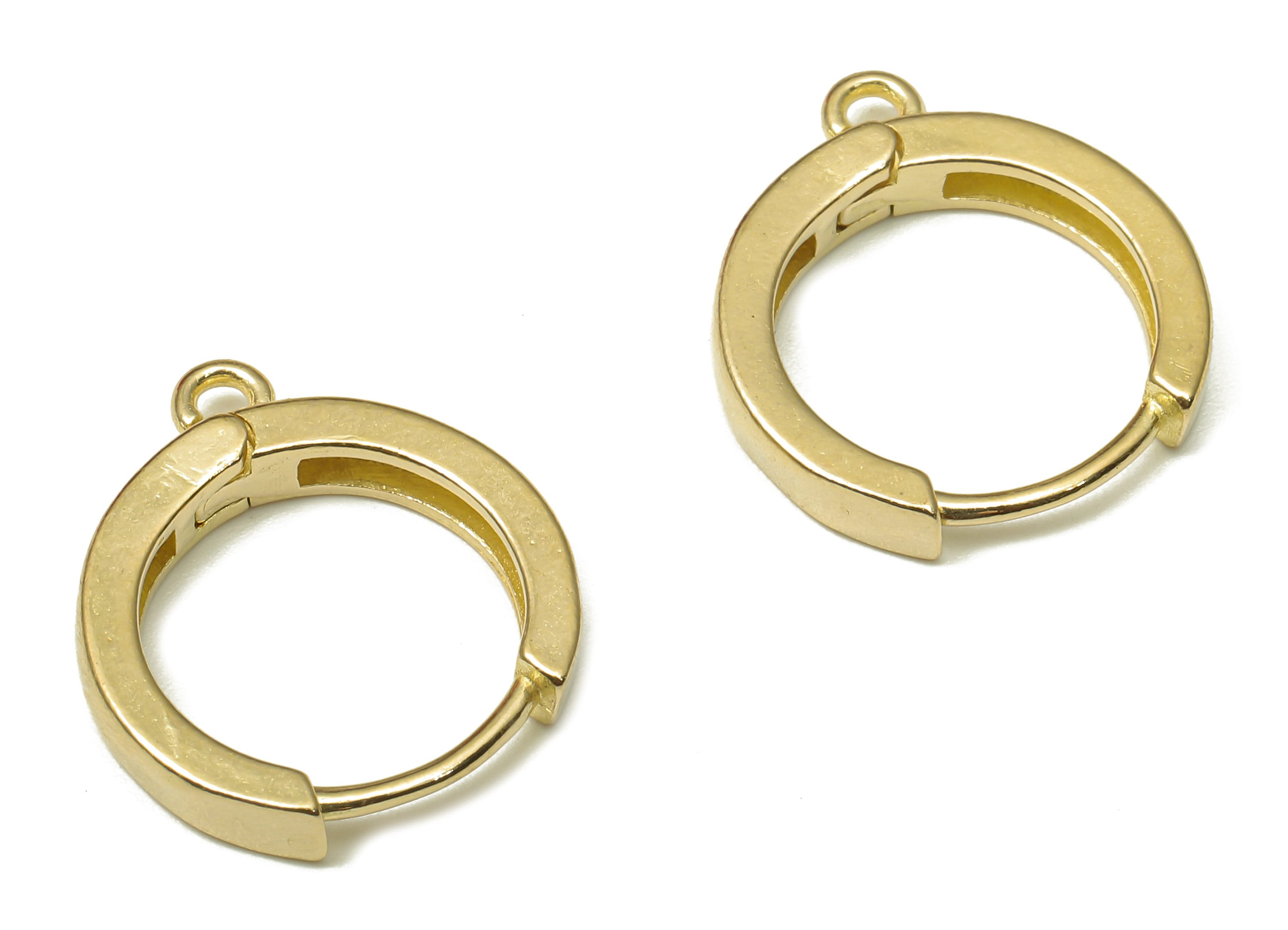 Brass Round Earring Clasp - Raw Brass Circle Hoop Earring With Loop - Thick Hoop Earring - 16.92x15.47x2.86mm - PP7924 - DOMEDBAZAAR