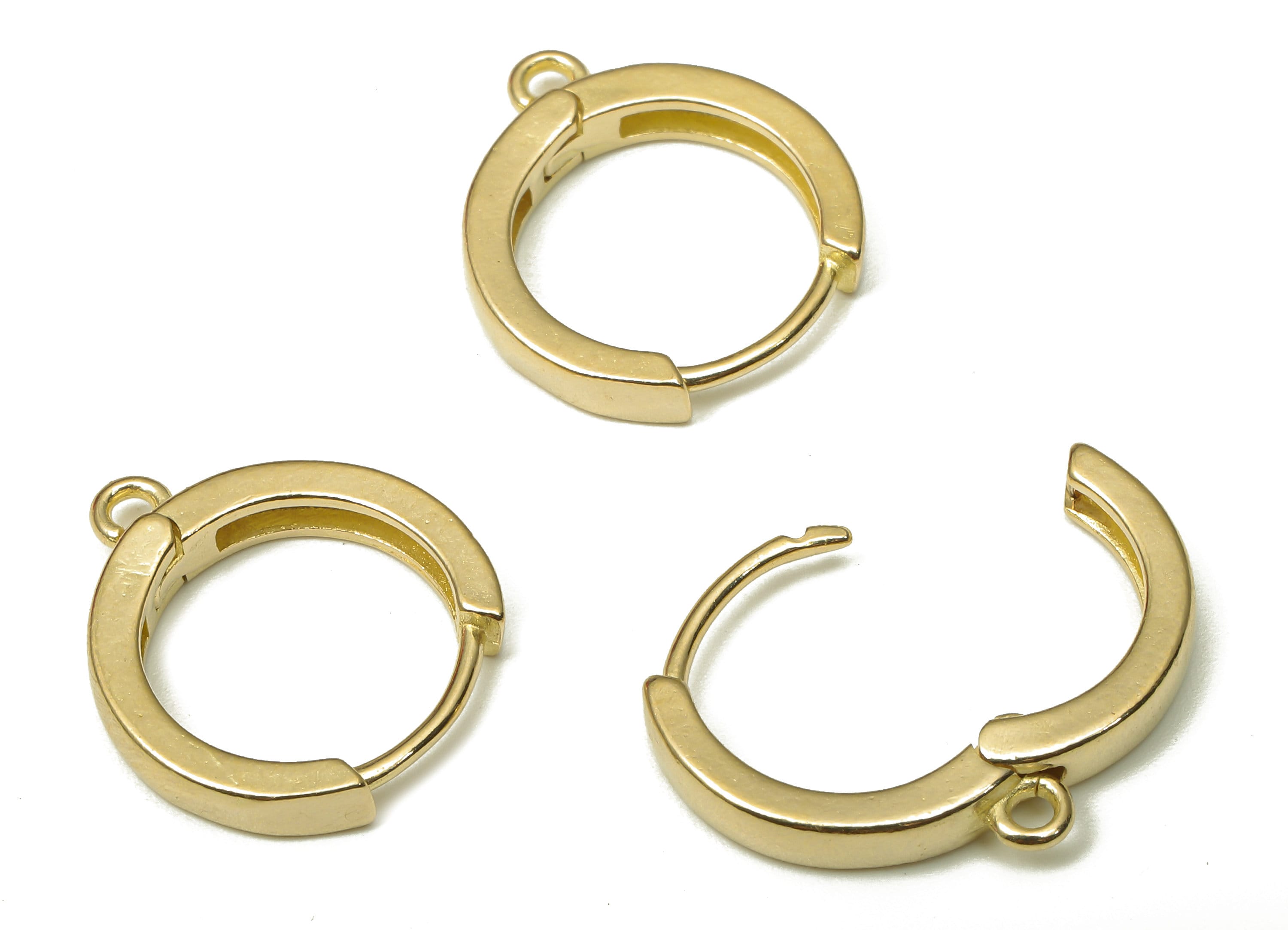 Brass Round Earring Clasp - Raw Brass Circle Hoop Earring With Loop - Thick Hoop Earring - 16.92x15.47x2.86mm - PP7924 - DOMEDBAZAAR