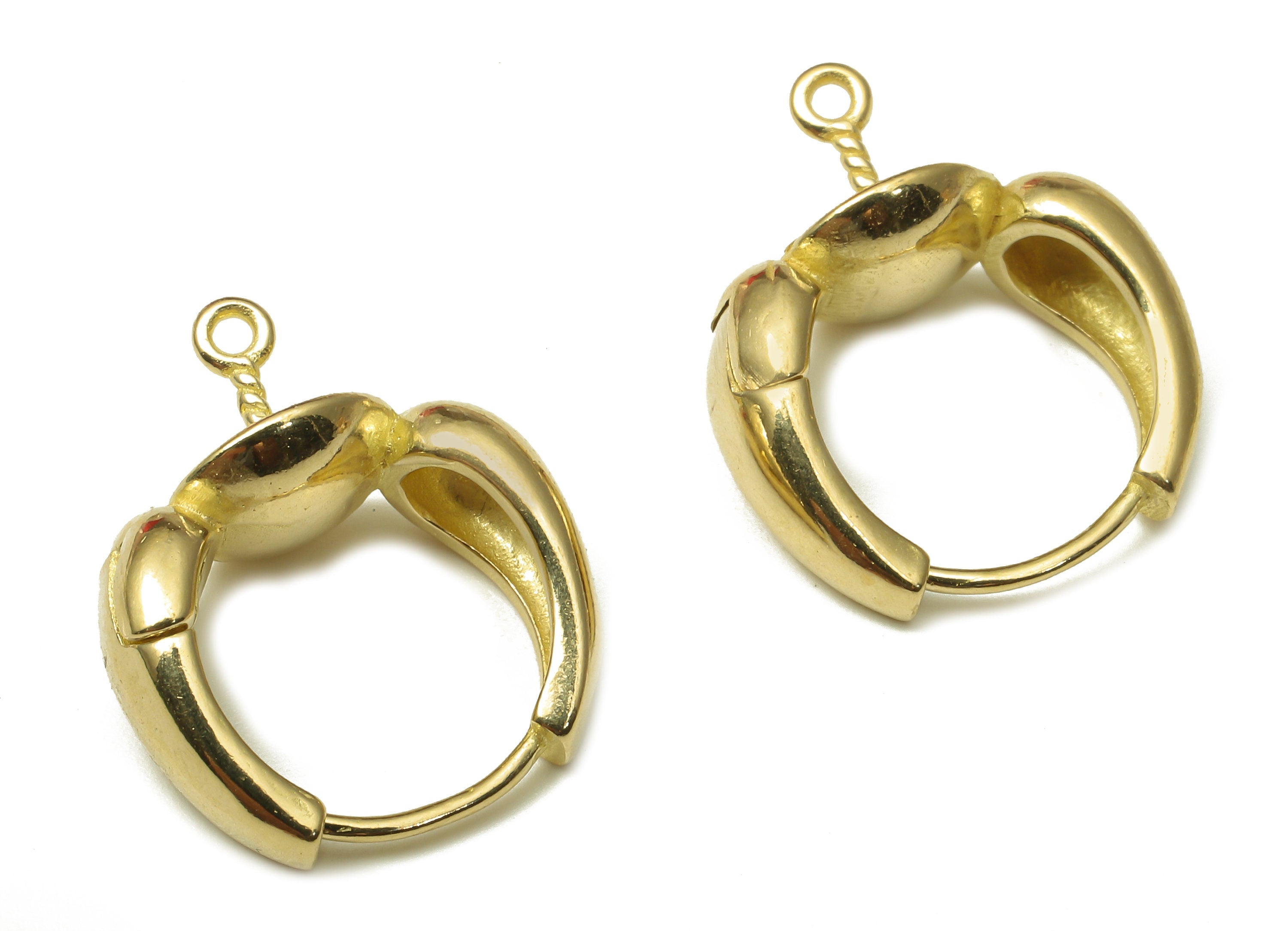 Brass Round Hoop Earring Clasp - Raw Brass Circle Thick Huggie Earring With Loop - Wide Huggie Hoop Earring - 19.61x16x2.61mm - PP7933 - DOMEDBAZAAR