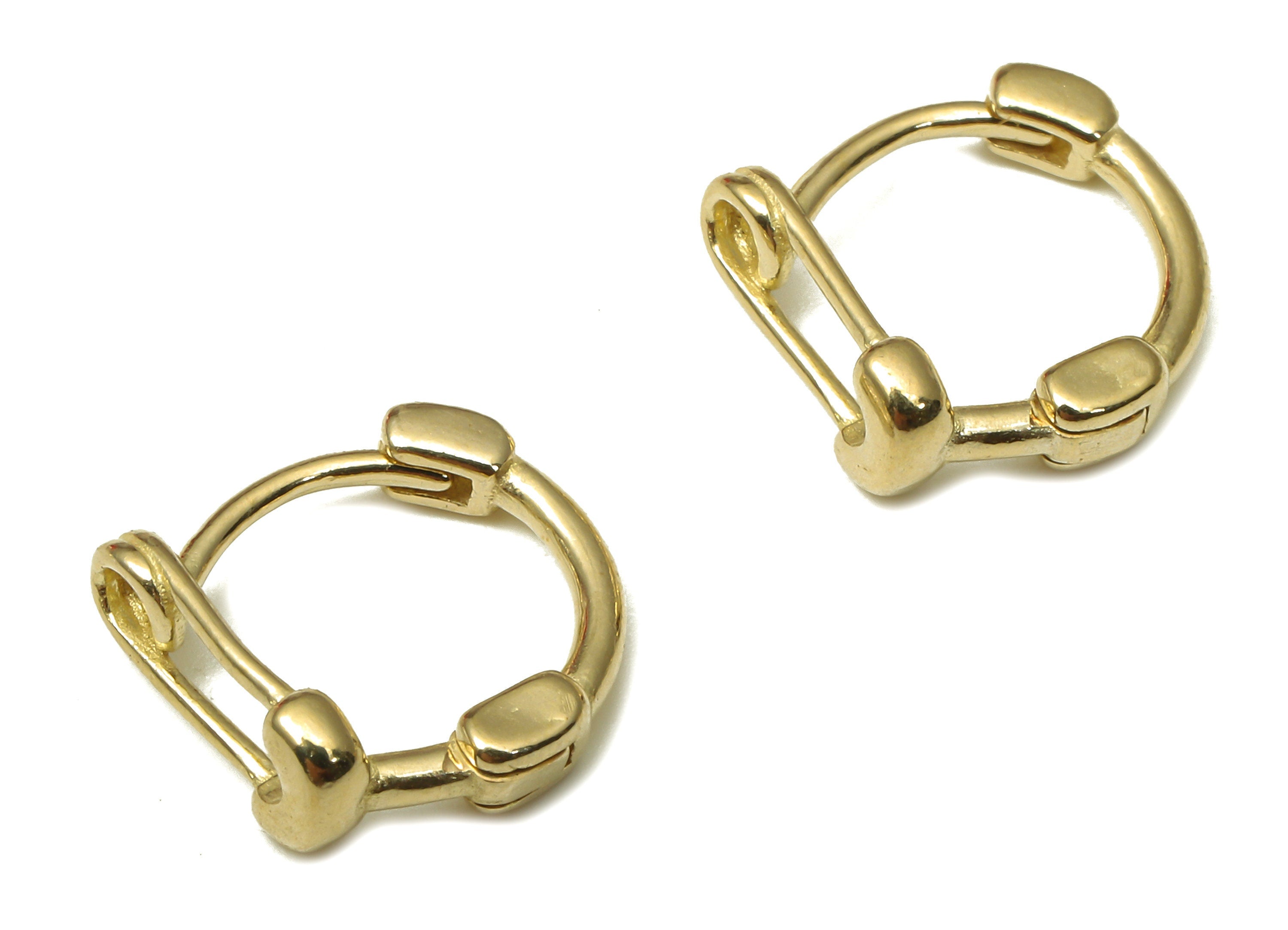 Brass Round Hoop Earring Clasp - Raw Brass Circle Safety Pin Earring Hoop - Designer Hoop Earrings - 11.18x10.2x0.69mm - PP7939 - DOMEDBAZAAR