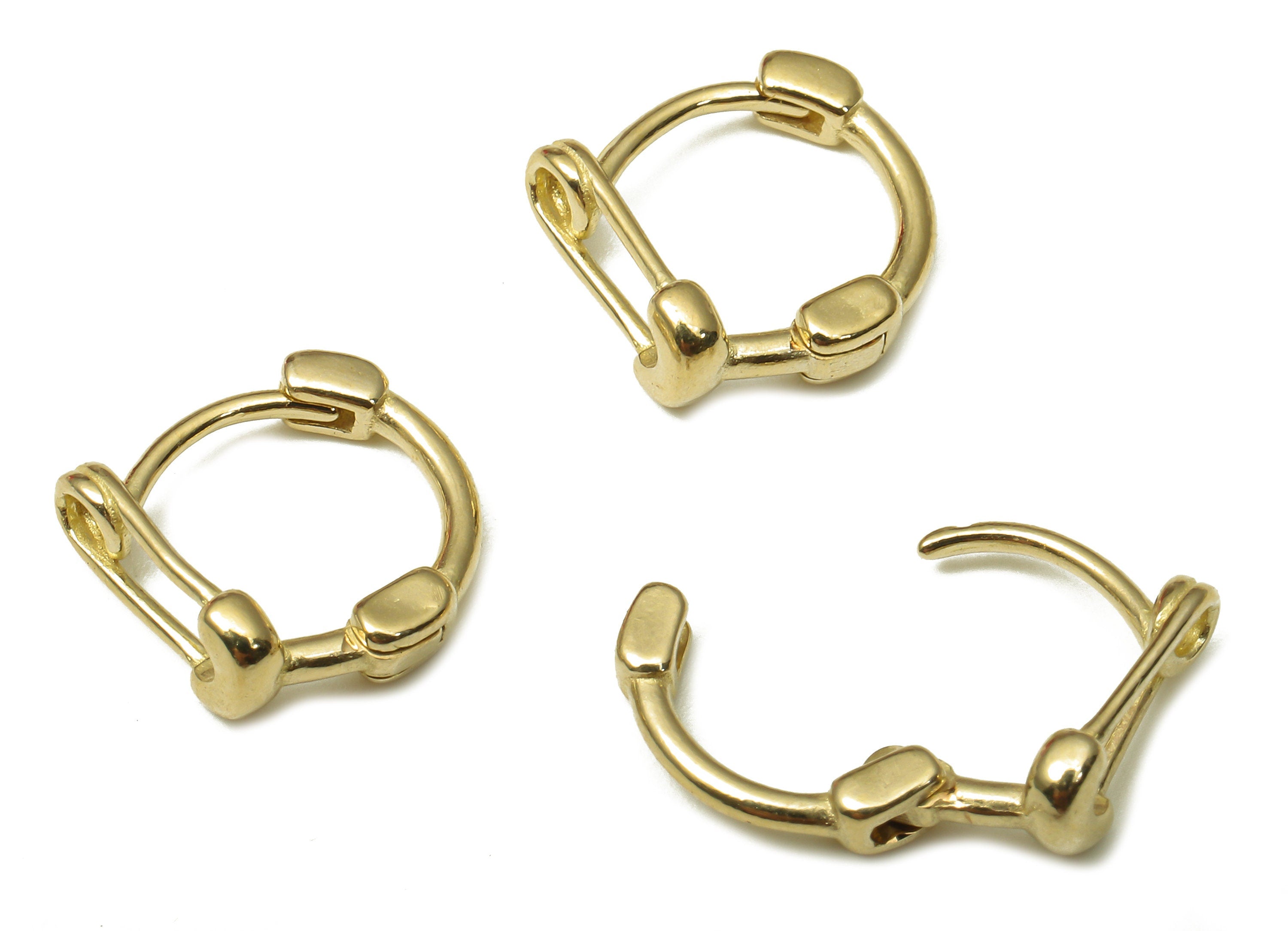Brass Round Hoop Earring Clasp - Raw Brass Circle Safety Pin Earring Hoop - Designer Hoop Earrings - 11.18x10.2x0.69mm - PP7939 - DOMEDBAZAAR