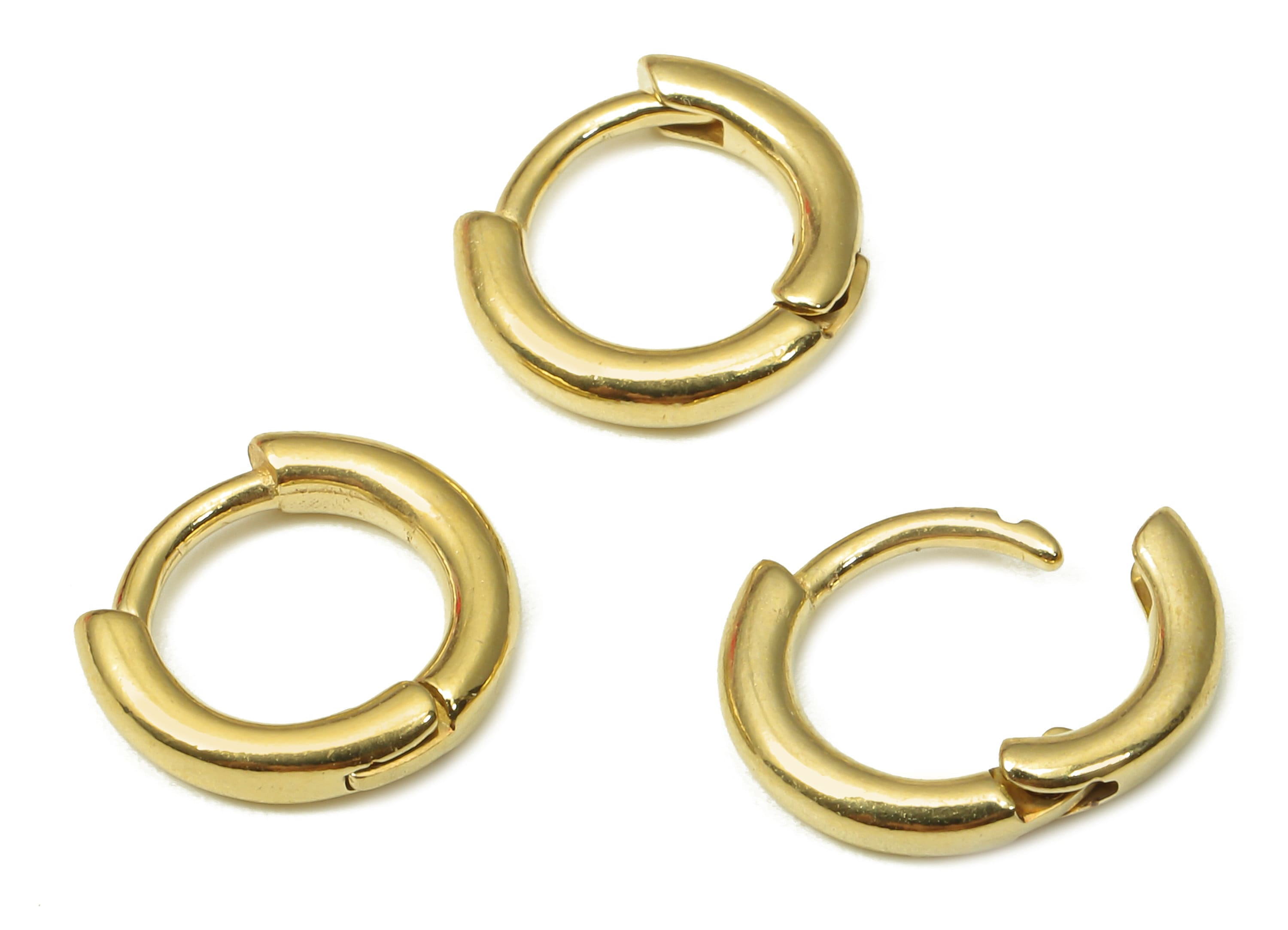 Brass Round Earring Clasp - Raw Brass Circle Huggie Earring - Huggie Hoop Earring - Thick Hoop Earring - 9.67x9.67x1.85mm - PP7954 - DOMEDBAZAAR