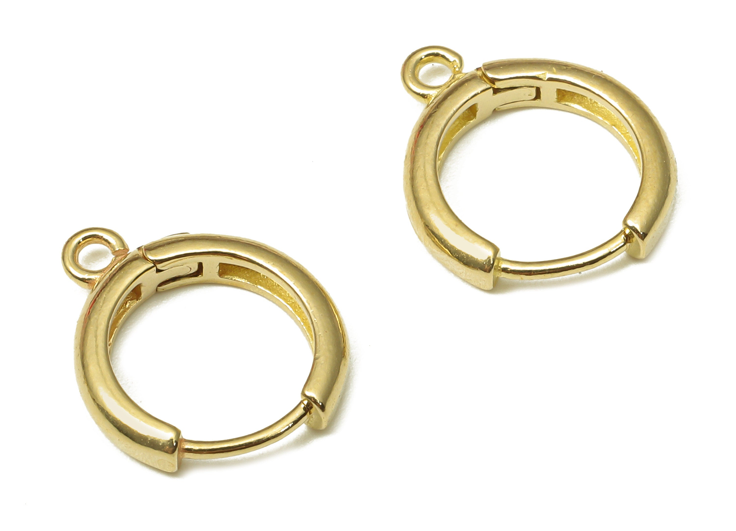 Brass Round Earring Clasp - Raw Brass Circle Hoop Earring With Loop - Hoop Earring - 14.08x11.71x2.46mm - PP7955 - DOMEDBAZAAR