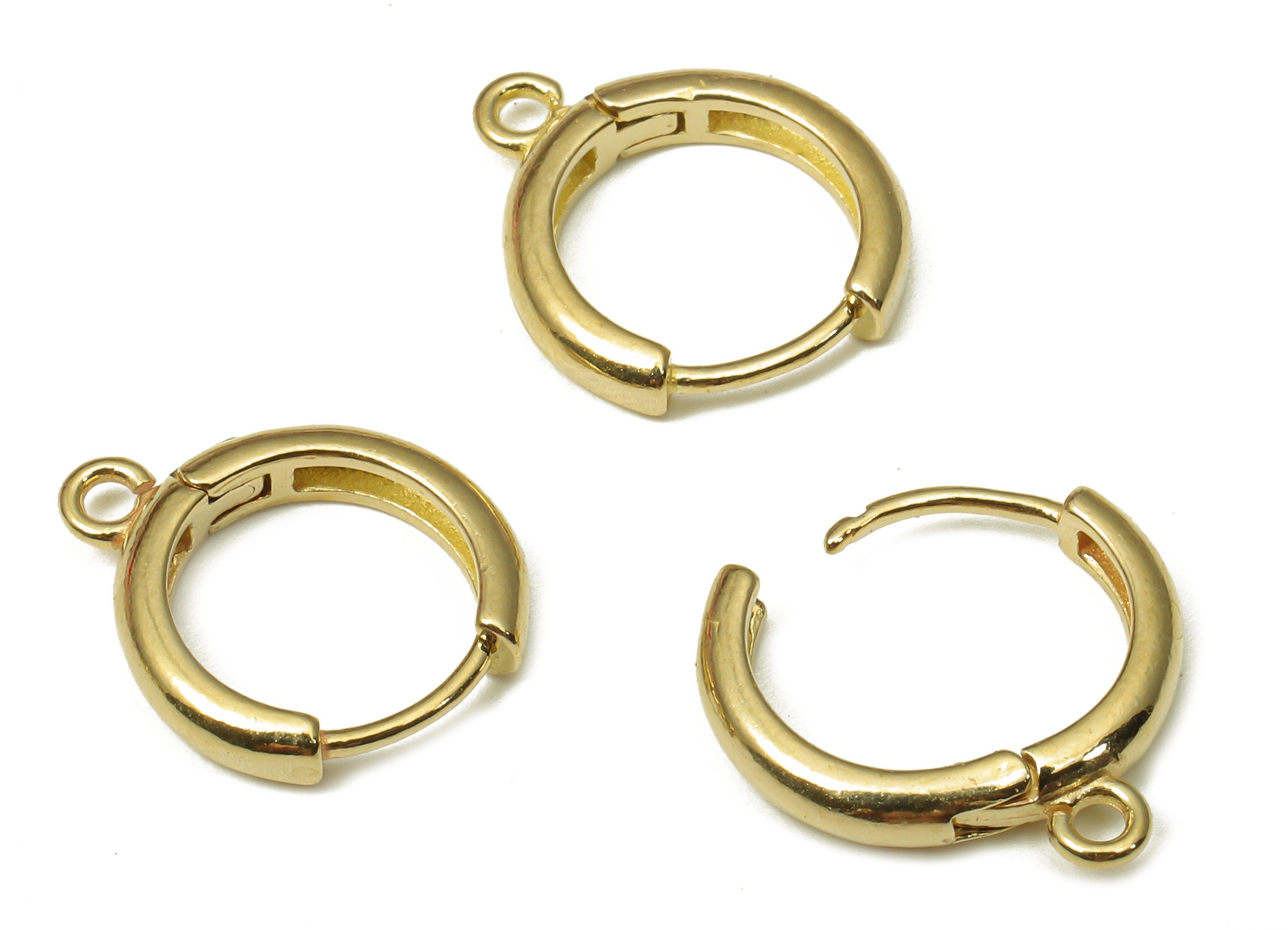 Brass Round Earring Clasp - Raw Brass Circle Hoop Earring With Loop - Hoop Earring - 14.08x11.71x2.46mm - PP7955 - DOMEDBAZAAR