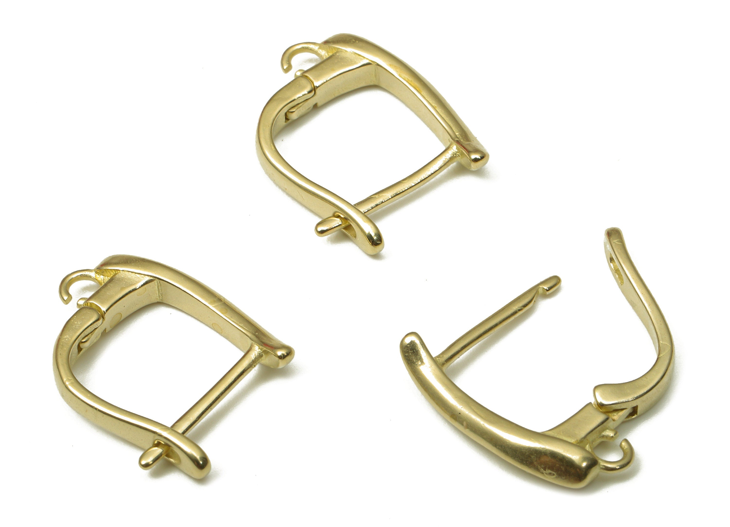 Brass Earring Clasp  - Raw Brass Stud Earrings - Dainty Earrings - 15.54x13.1x2.3mm - PP7945 - DOMEDBAZAAR