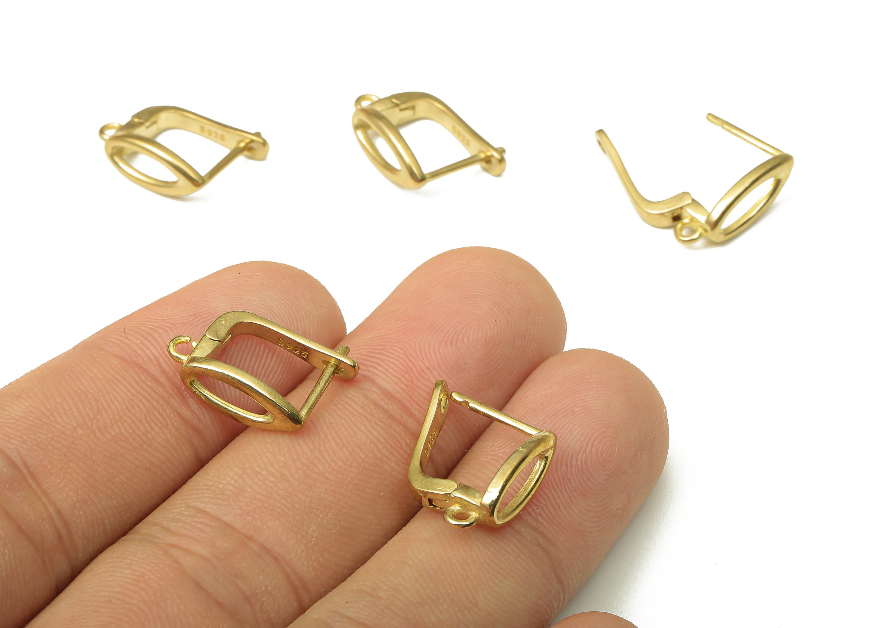 Brass Marquise Earring Clasp - Raw Brass Drop Earring Stud - Dainty Earrings - 14.93x12.25x1.5mm - PP7947 - DOMEDBAZAAR
