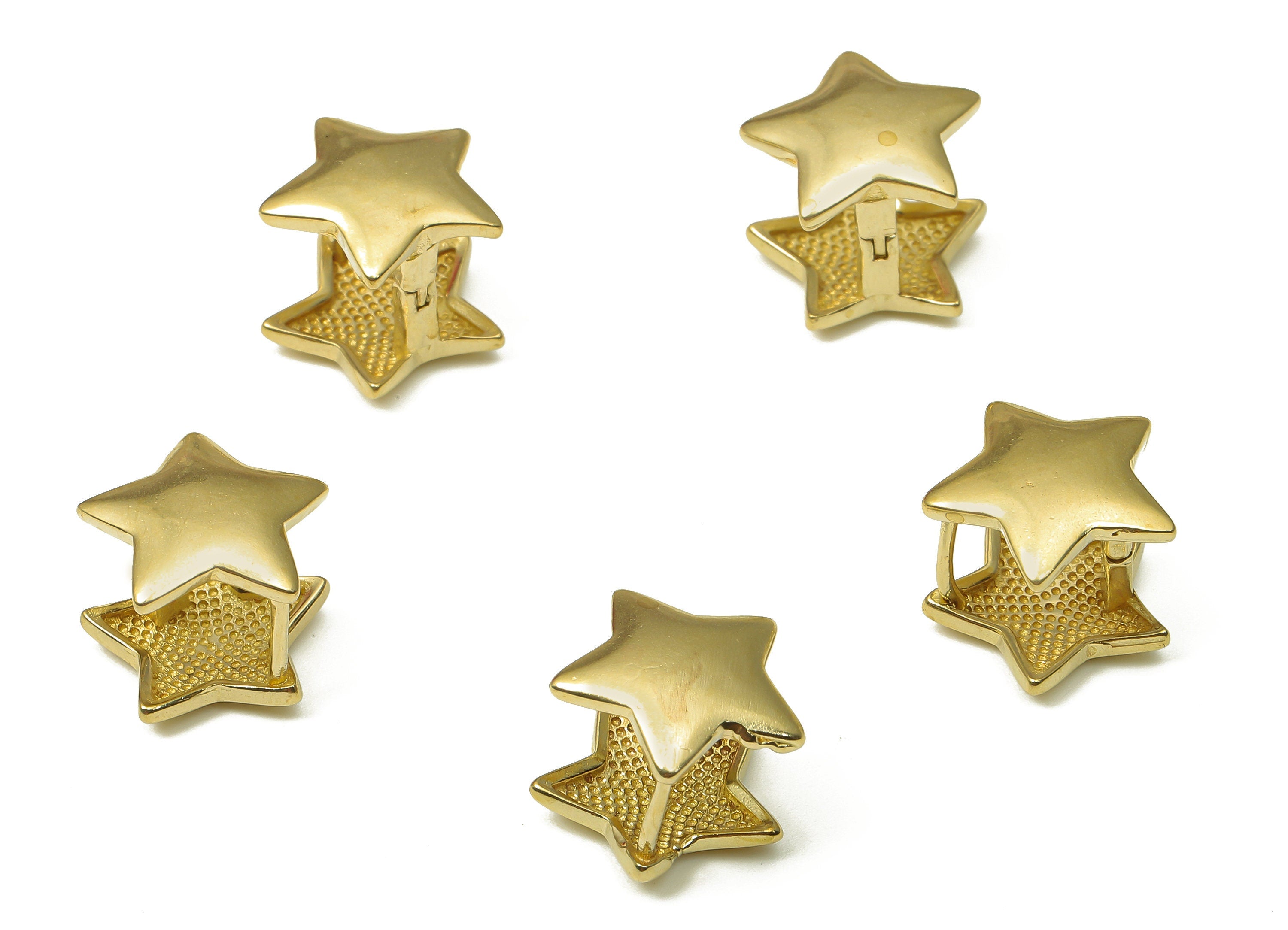 Brass Star Earring Clasp - Raw Brass Star Huggie Earring - Raw Brass Earring Component Hooks - 12.58x12.19x2mm - PP7941 - DOMEDBAZAAR