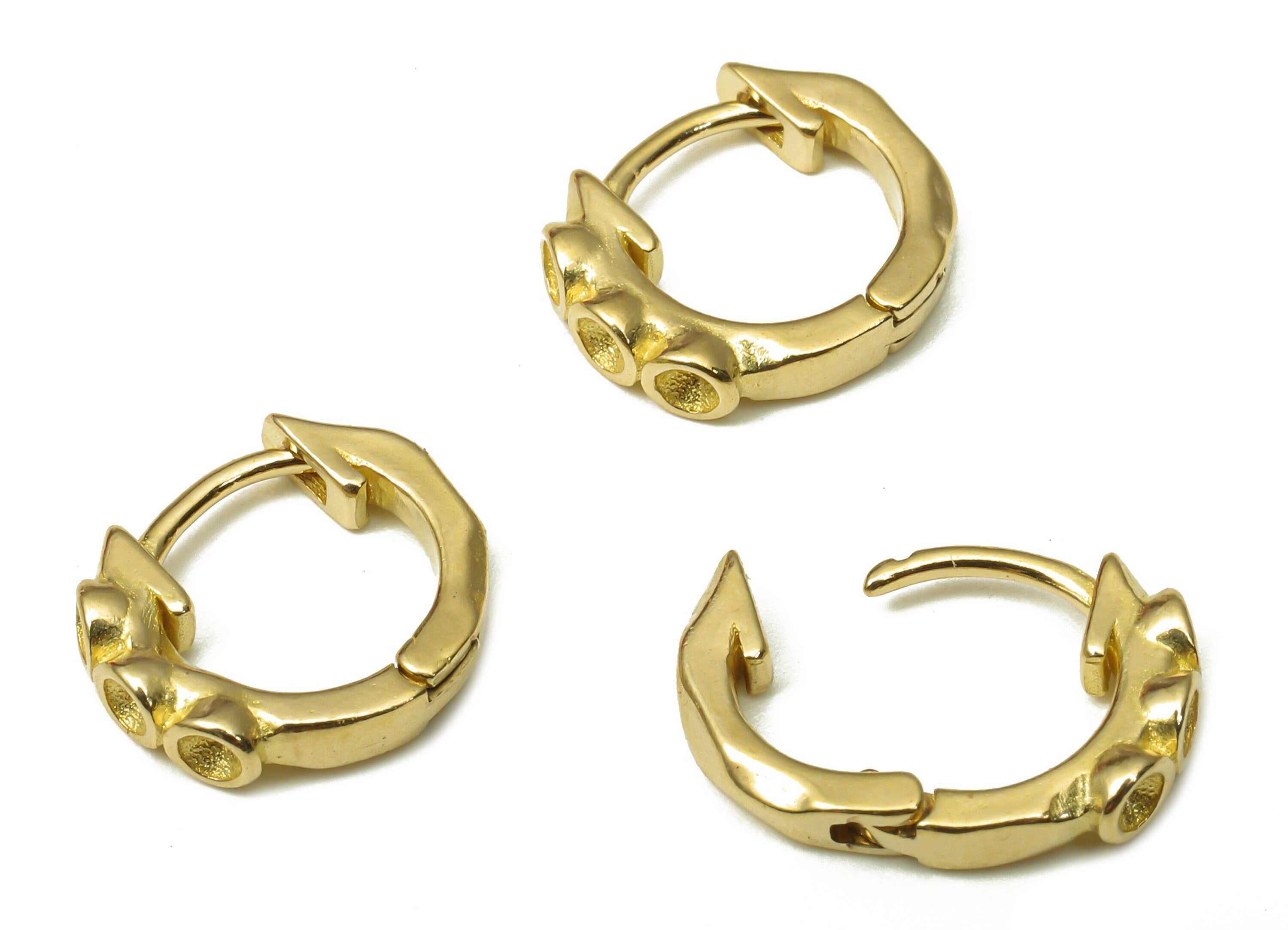 Brass Round Earring Clasp - Raw Brass Circle Huggie Earring - Huggie Hoop Earring - Hoop Earring - 11.98x11.98x1.6mm - PP7943 - DOMEDBAZAAR