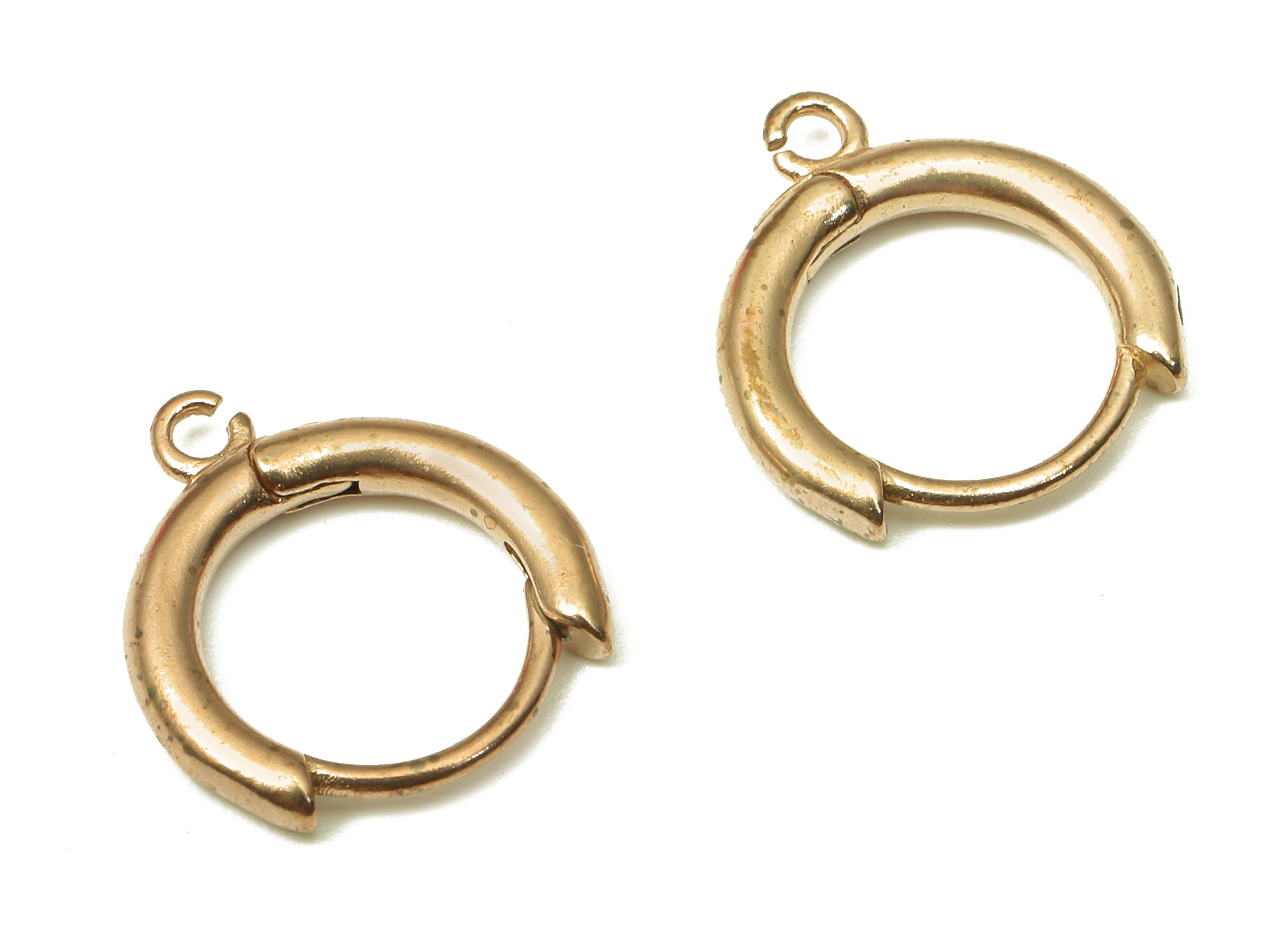 Brass Round Earring Clasp - Raw Brass Circle Hoop Earring With Loop - Hoop Earring - 13.34x12.09x1.89mm - PP7957 - DOMEDBAZAAR
